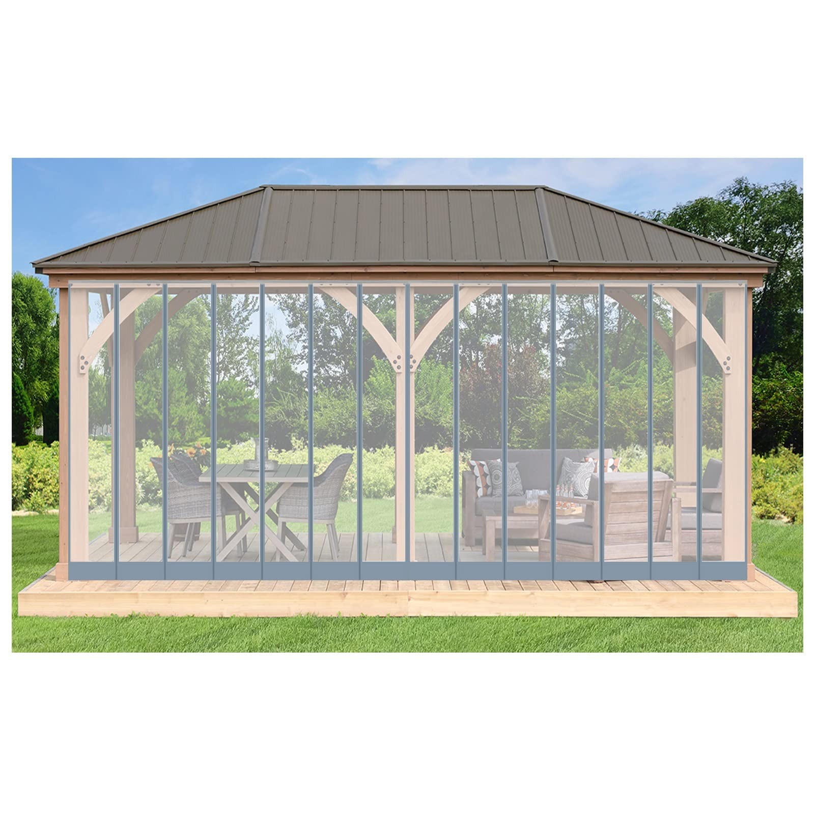 SNOWCITY Outdoor Clear Vinyl Magnetic Thermal Insulated Door Curtain - PVC