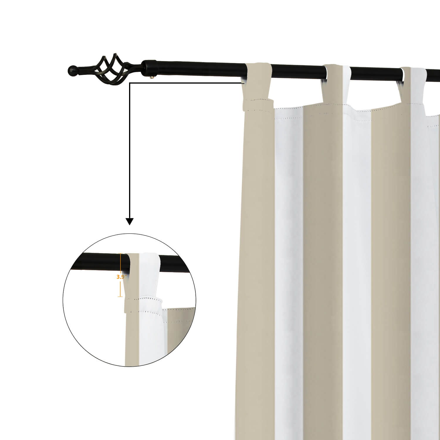 Striped Outdoor Curtains  Waterproof 1 Panel Beige