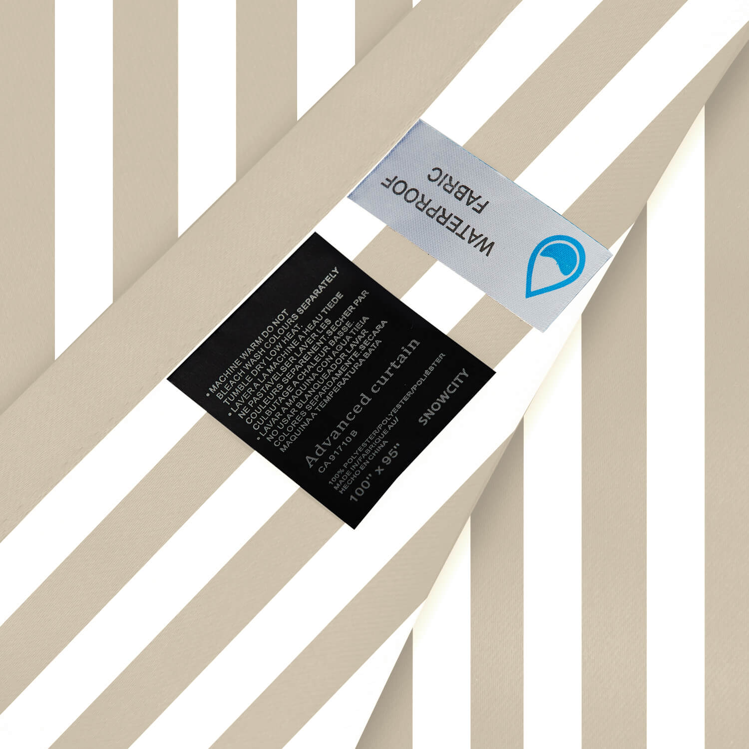 Striped Outdoor Curtains  Waterproof 1 Panel Beige