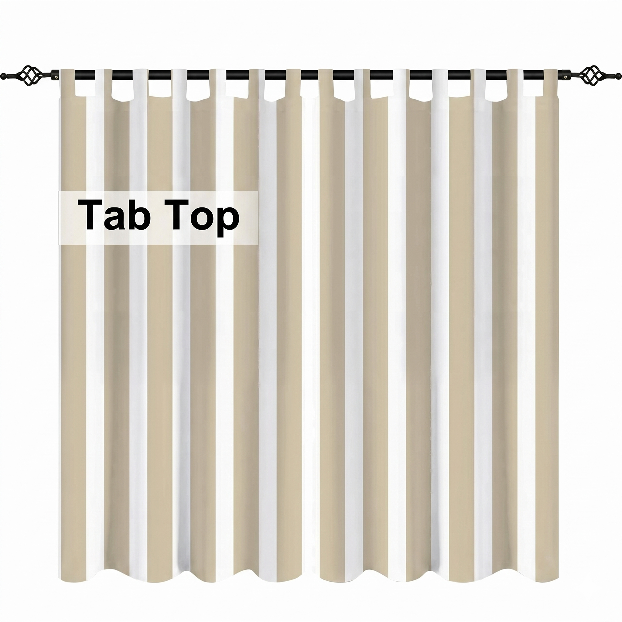 Striped Outdoor Curtains Waterproof 1 Panel Beige