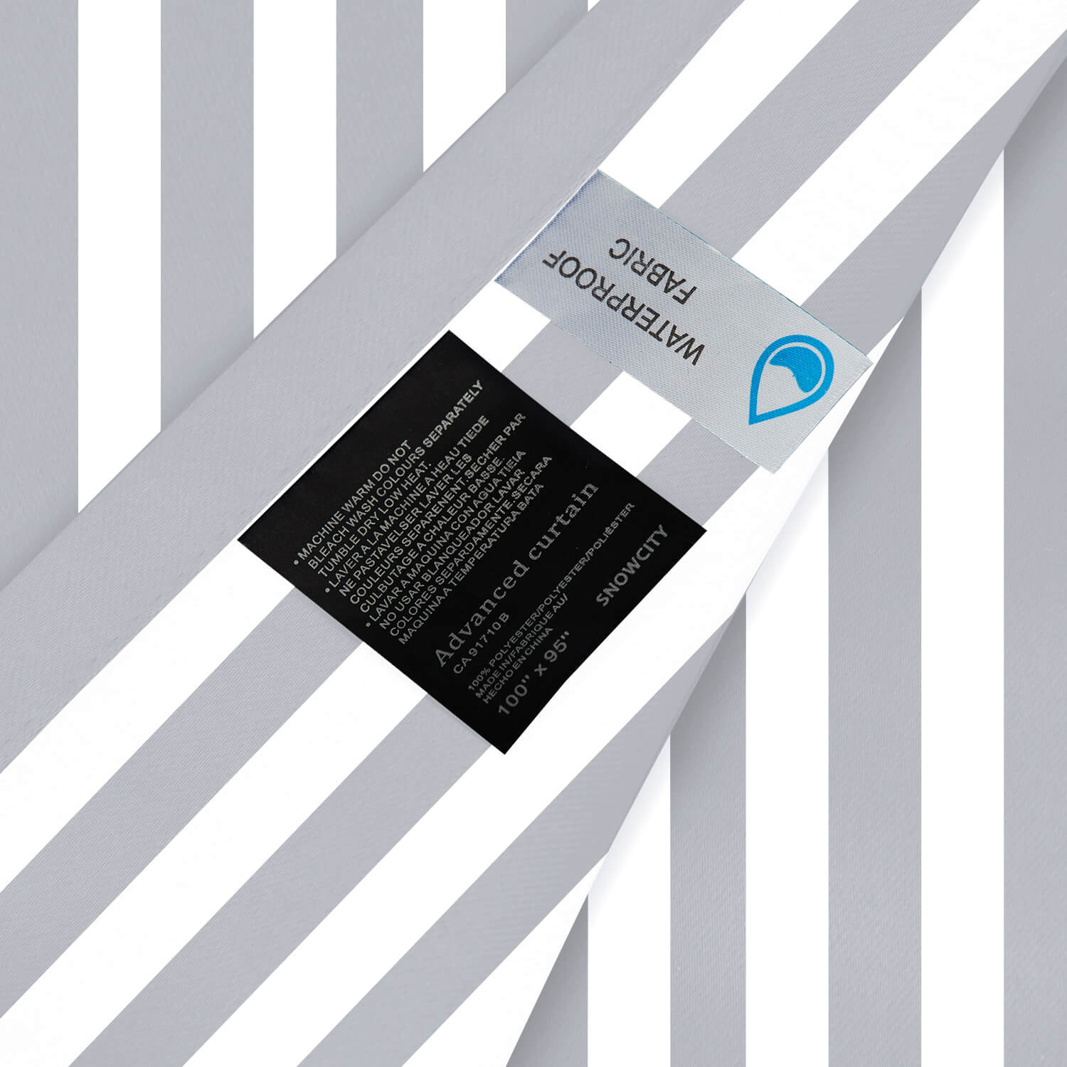 Striped Outdoor Curtains  Waterproof 1 Panel Light Gray