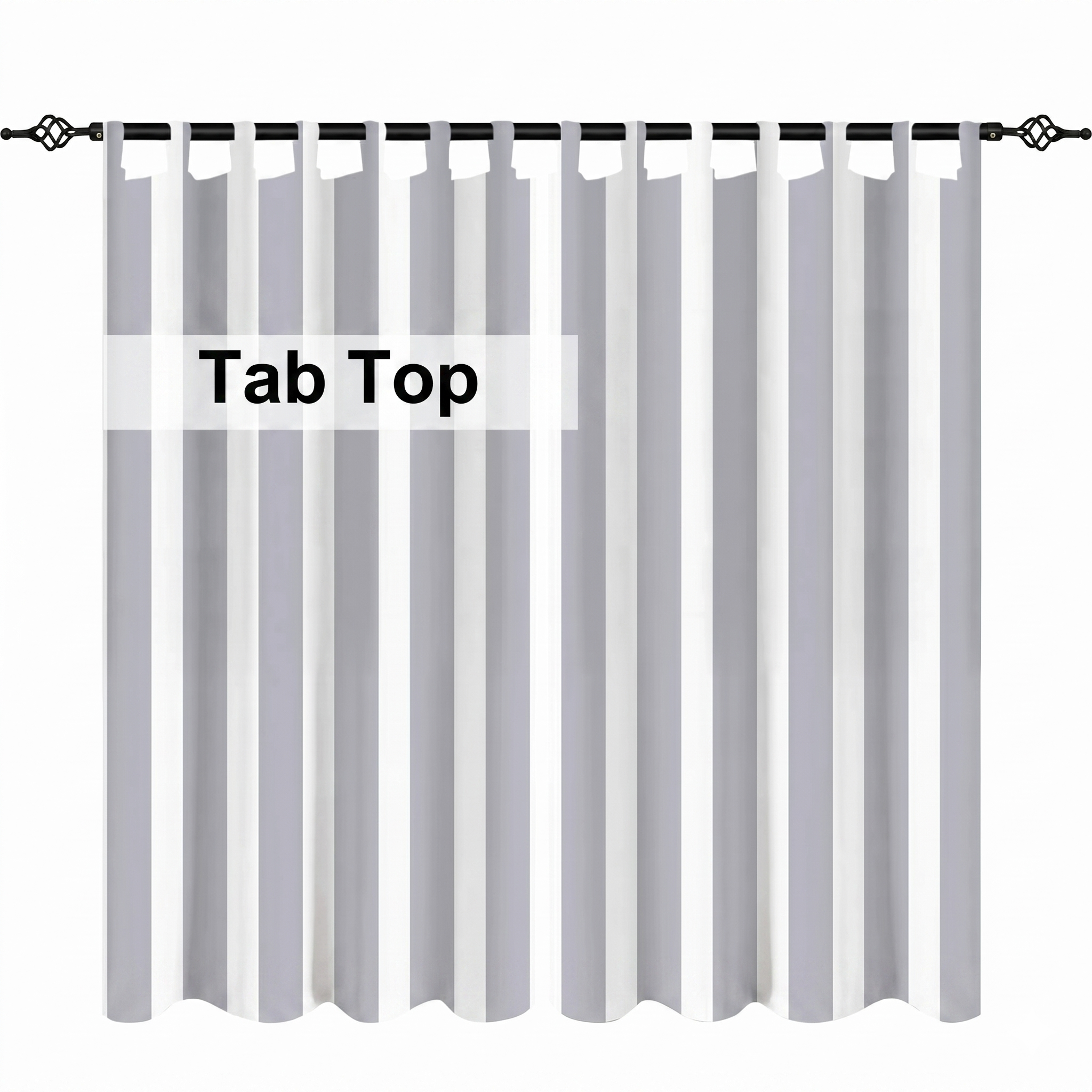Striped Outdoor Curtains  Waterproof 1 Panel Light Gray