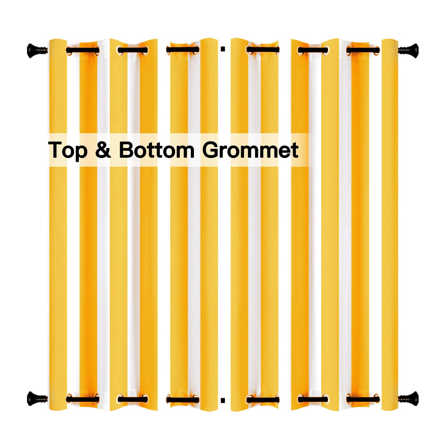 Striped Outdoor Curtains  Waterproof 1 Panel Orange