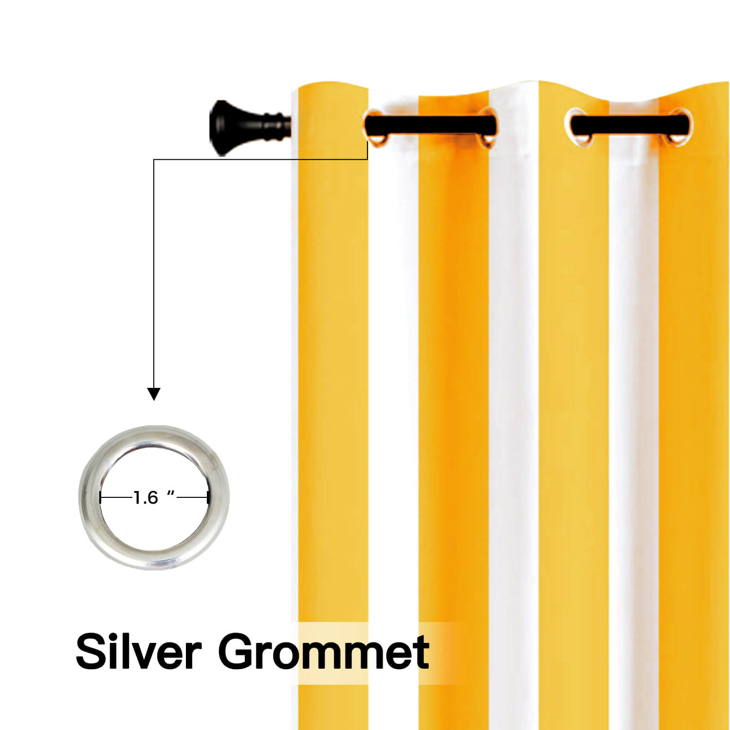 Striped Outdoor Curtains  Waterproof 1 Panel Orange