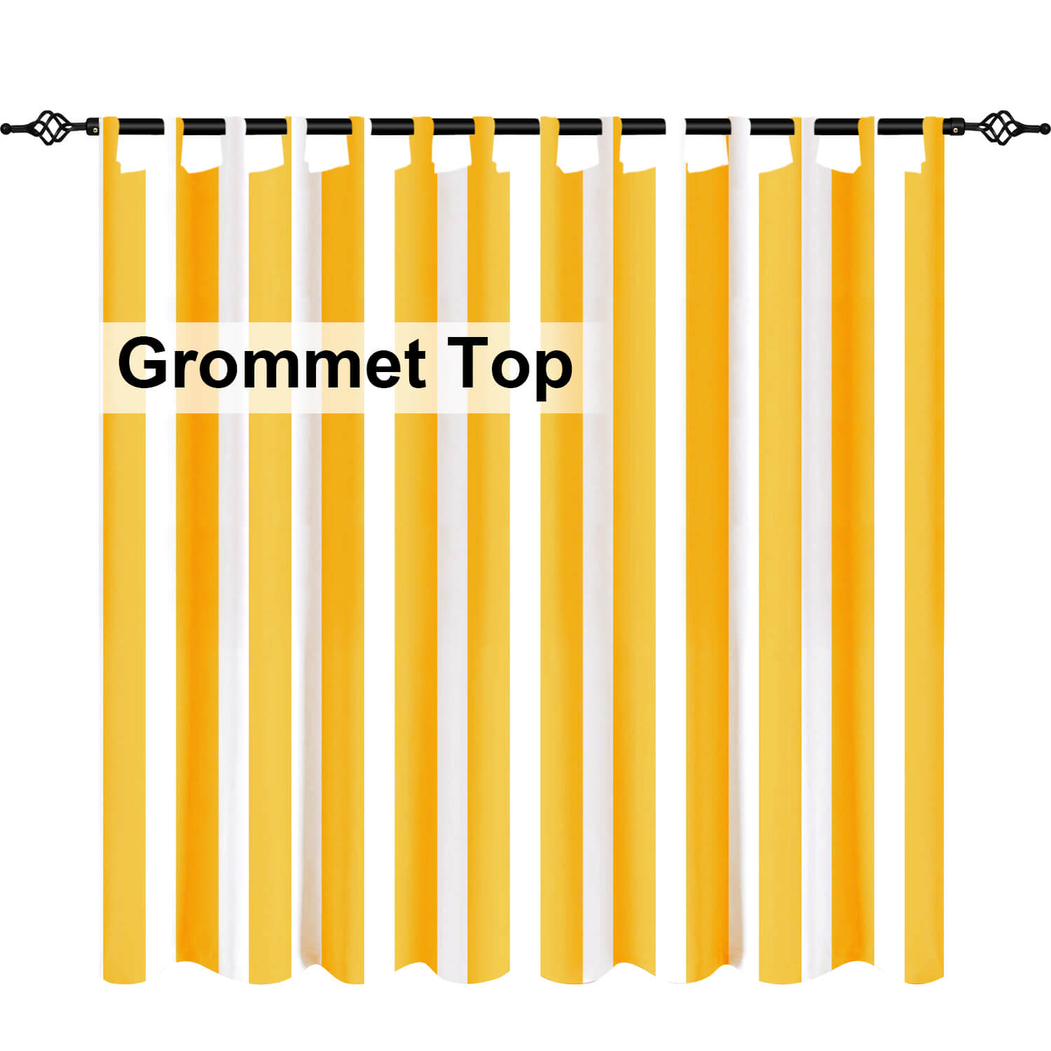 Yellow Stripe Curtains/Drapes 1 Panel | Waterproof Curtains Grommet Top & Bottom | Custom Outdoor Curtains