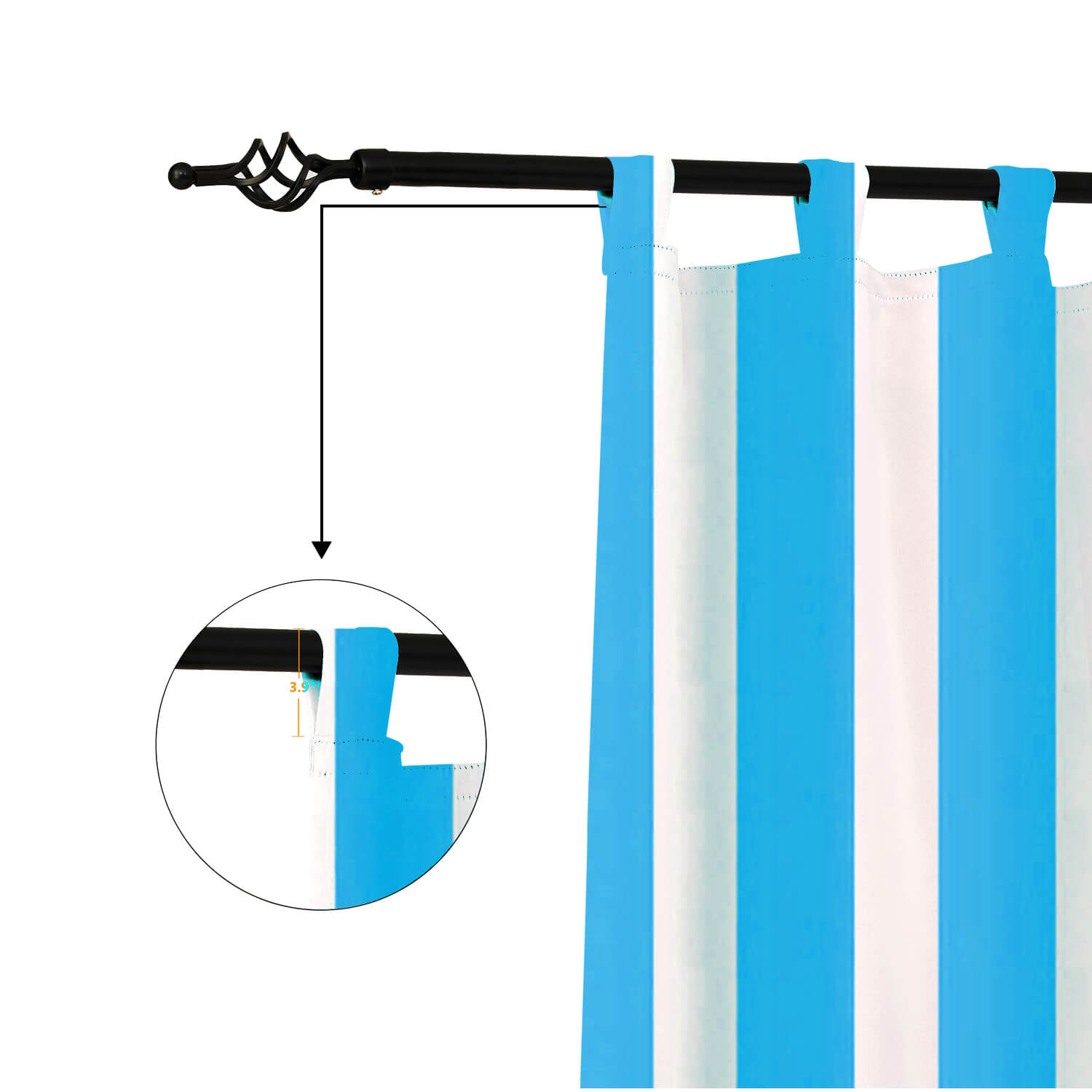 Striped Outdoor Curtains Waterproof 1 Panel SkyBlue