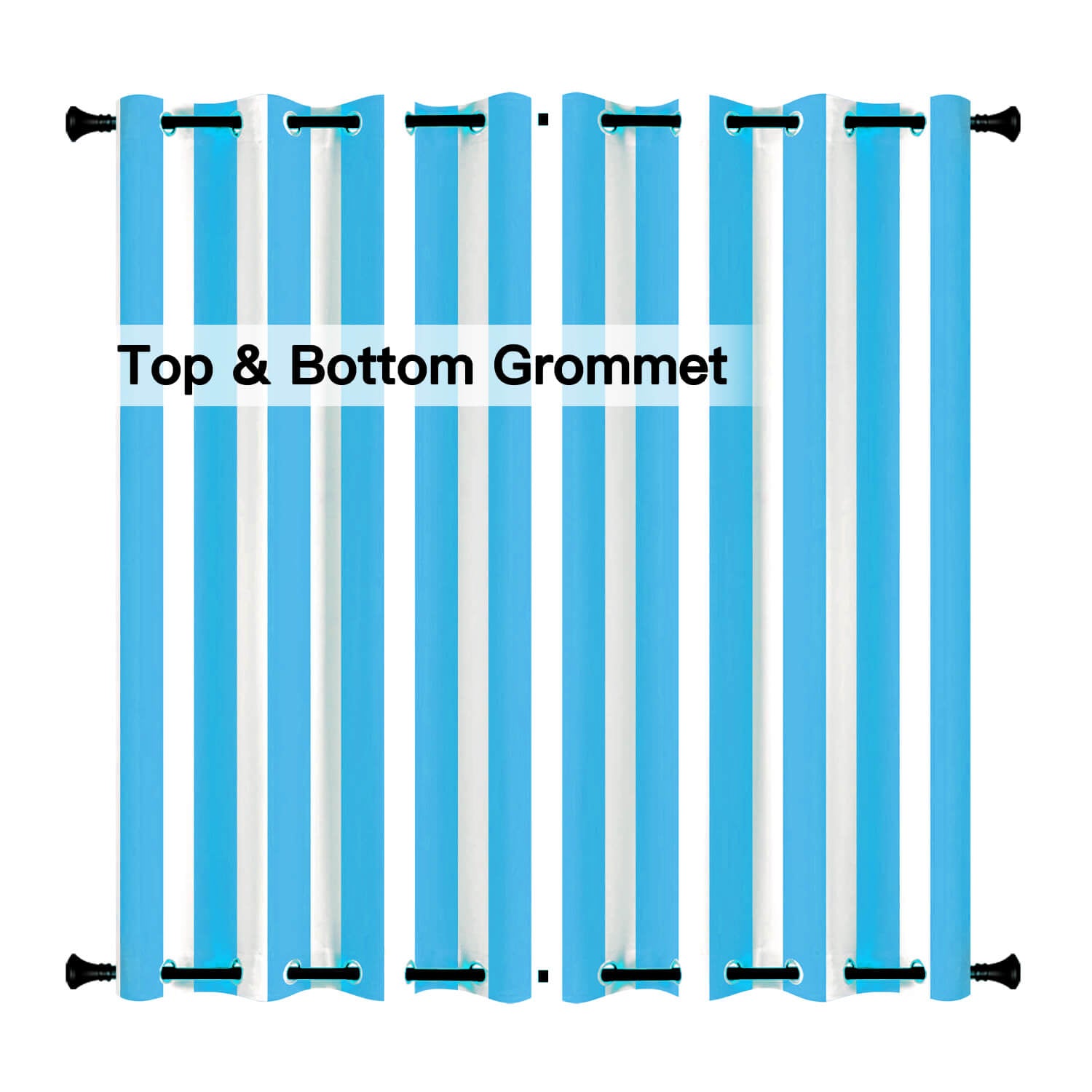 Striped Outdoor Curtains Waterproof 1 Panel SkyBlue