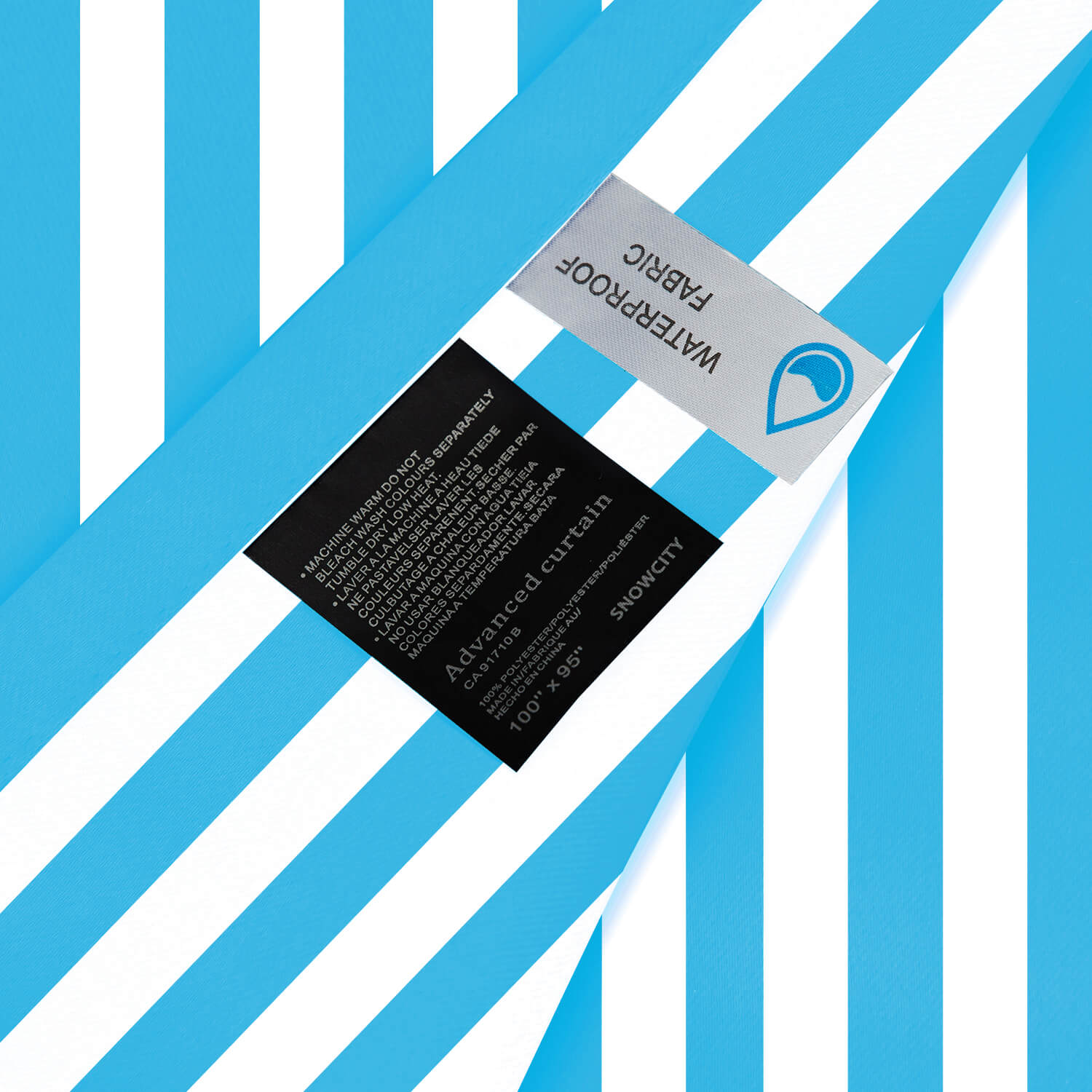 Striped Outdoor Curtains Waterproof 1 Panel SkyBlue