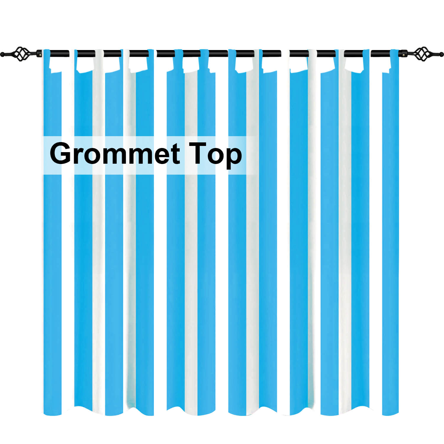 Striped Outdoor Curtains Waterproof 1 Panel SkyBlue