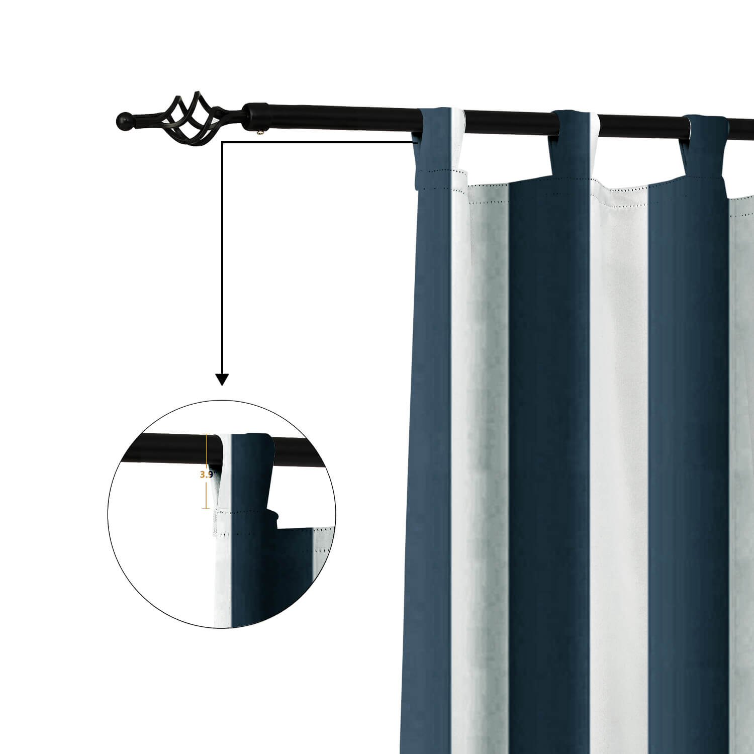 Striped Outdoor Curtains Waterproof 1 Panel SteelBlue