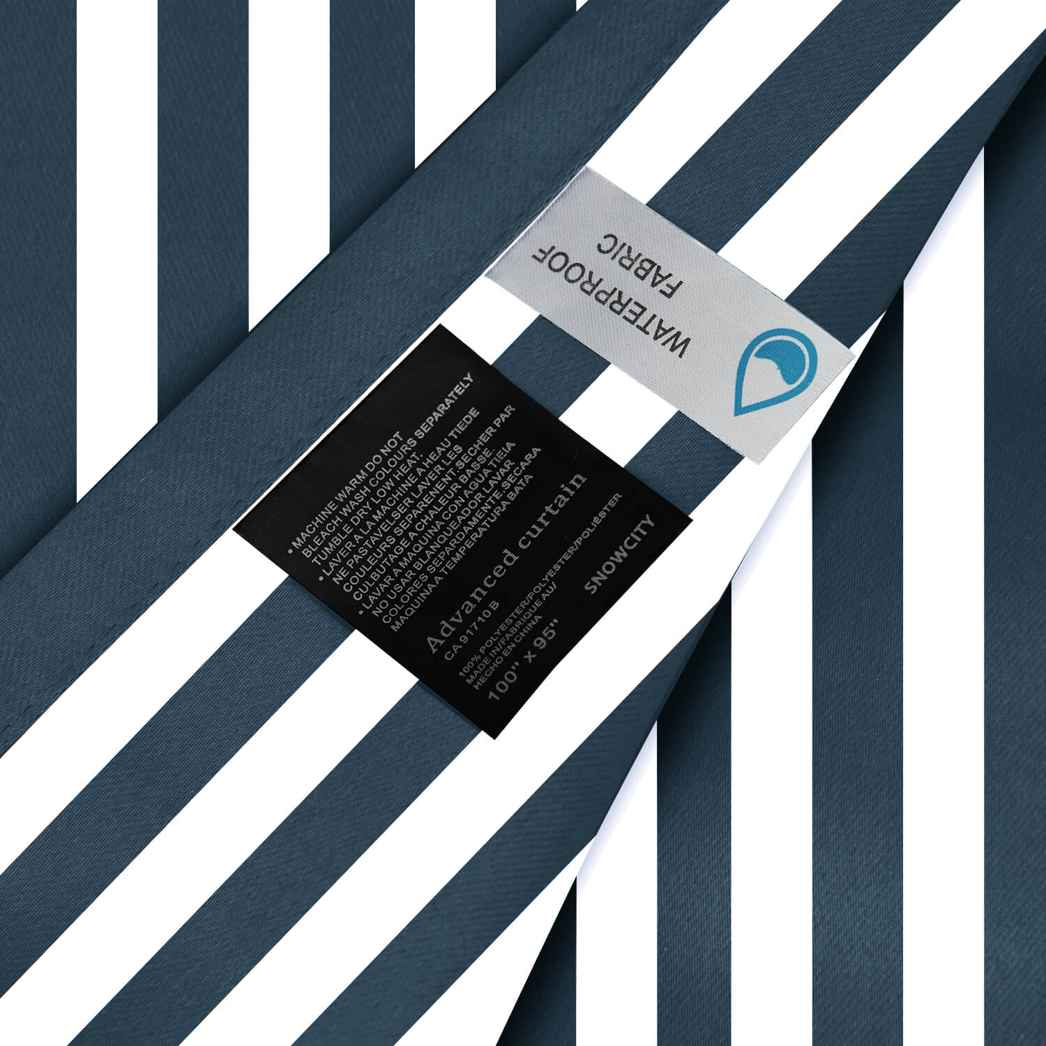 Striped Outdoor Curtains Waterproof 1 Panel SteelBlue