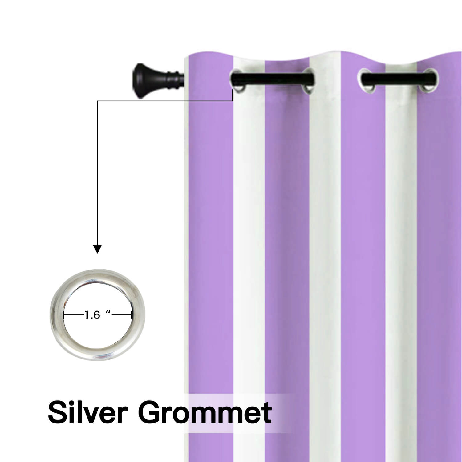 Striped Outdoor Curtains Waterproof 1 Panel Orchid