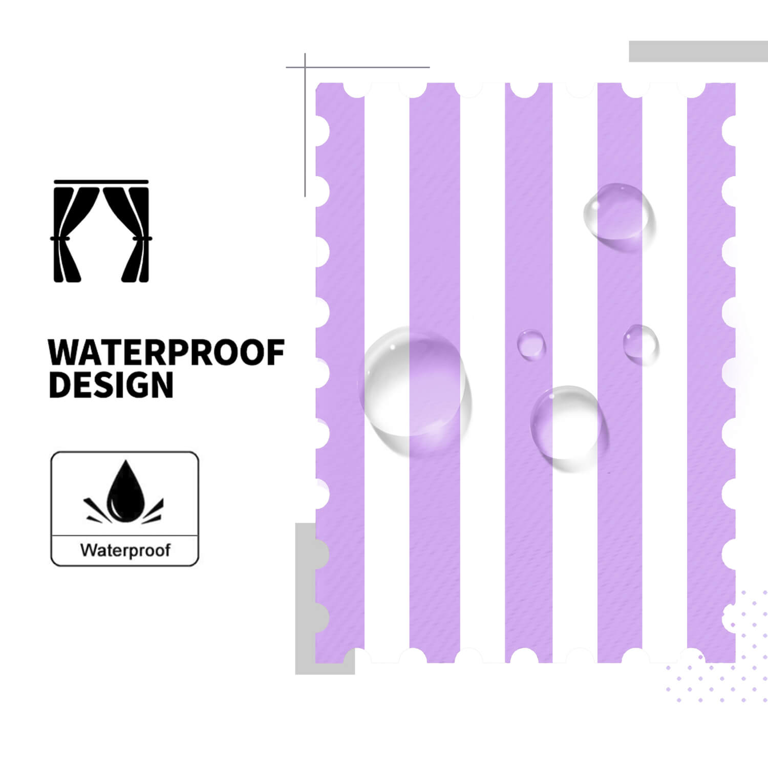 Striped Outdoor Curtains Waterproof 1 Panel Orchid