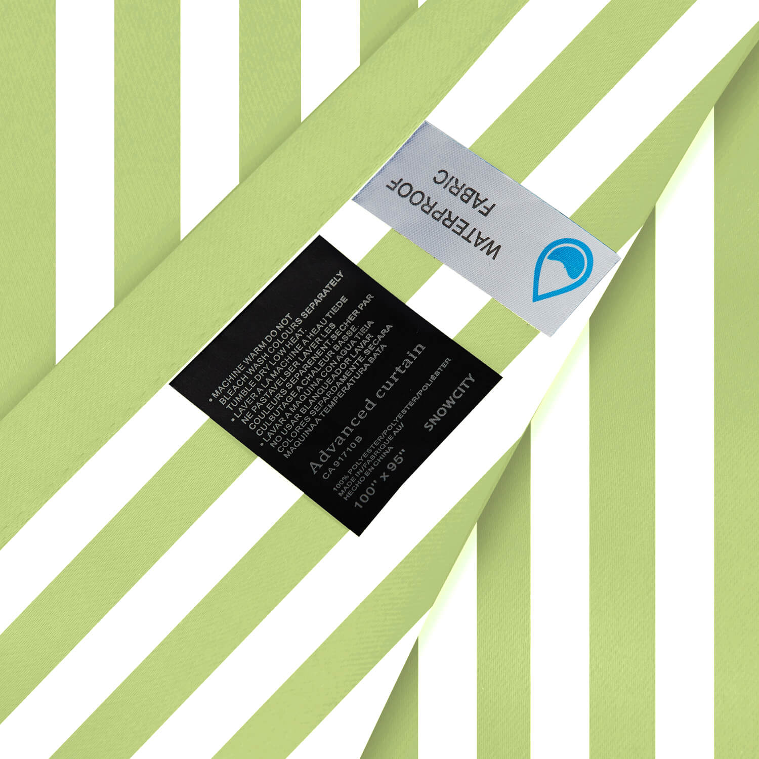 Striped Outdoor Curtains Waterproof 1 Panel LawnGreen