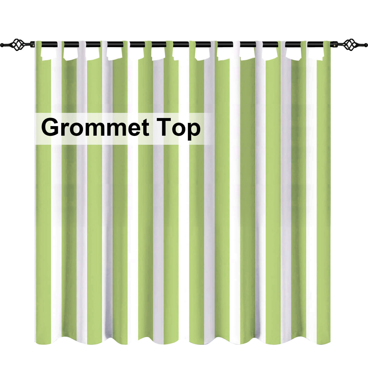 Striped Outdoor Curtains Waterproof 1 Panel LawnGreen