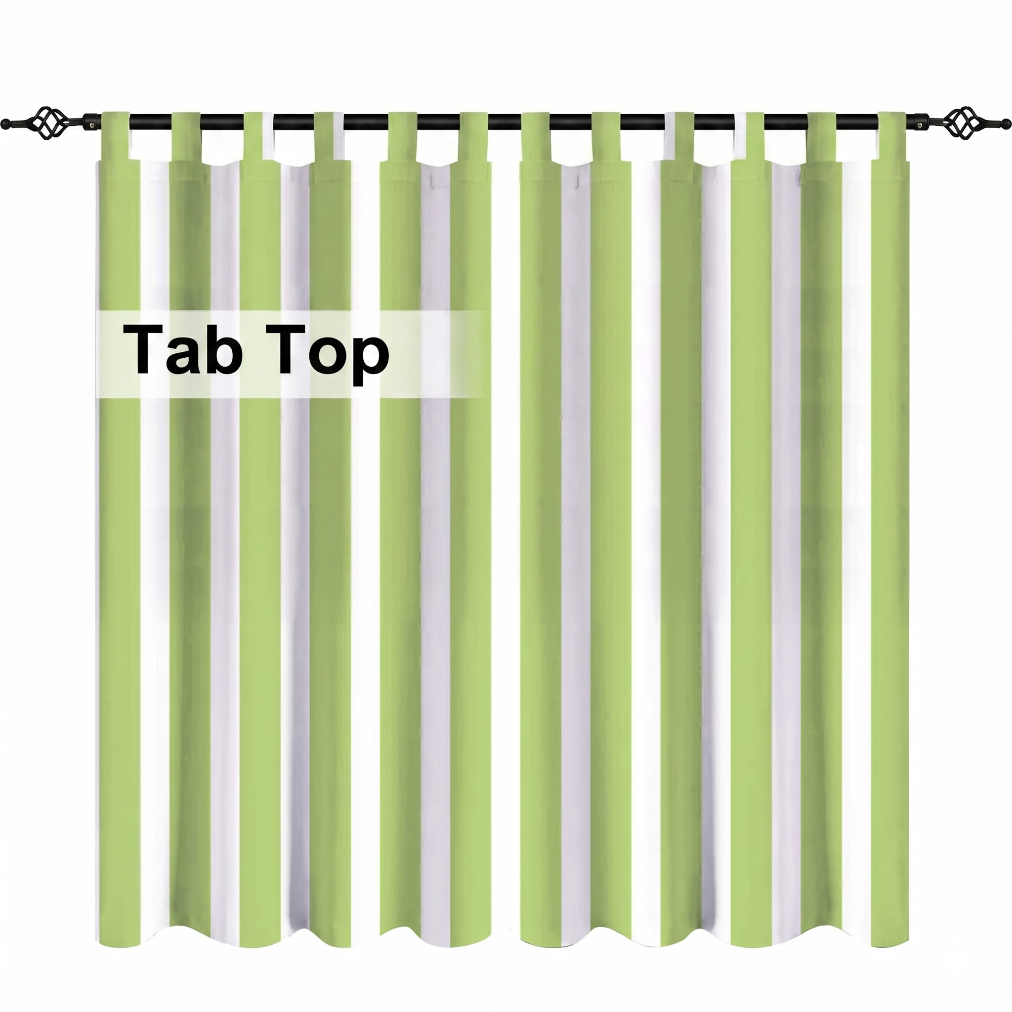 Striped Outdoor Curtains Waterproof 1 Panel LawnGreen