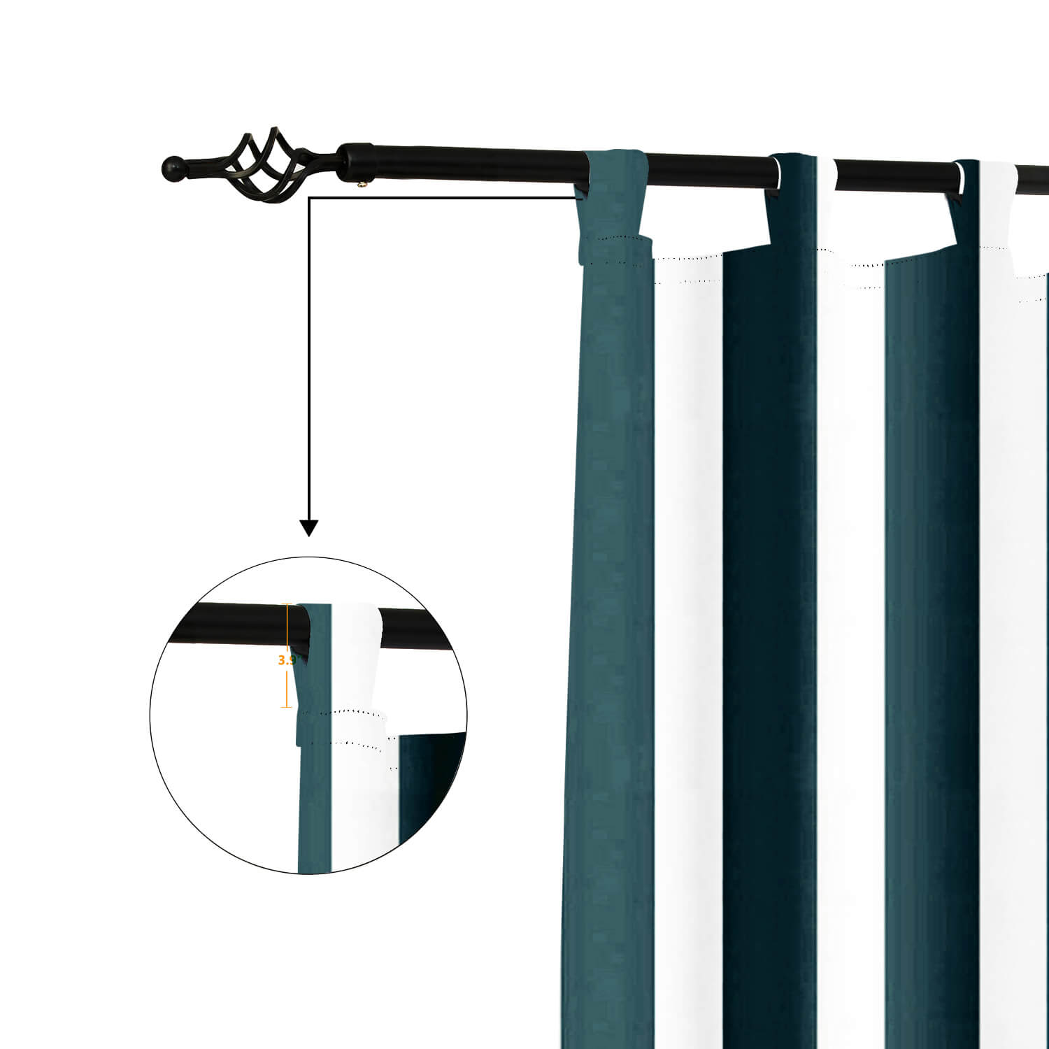 Striped Outdoor Curtains Waterproof 1 Panel DarkSlateGray