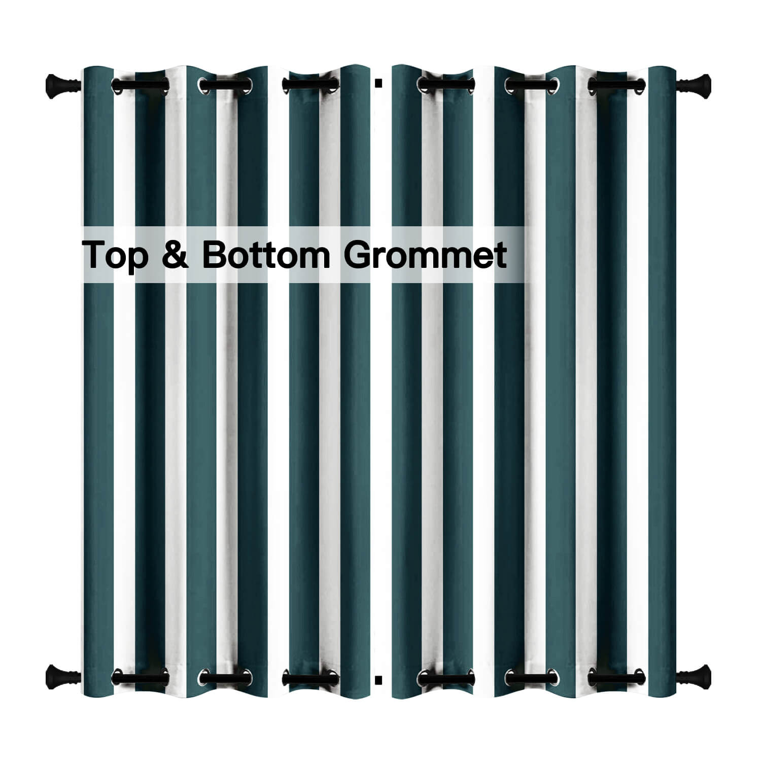 Striped Outdoor Curtains Waterproof 1 Panel DarkSlateGray