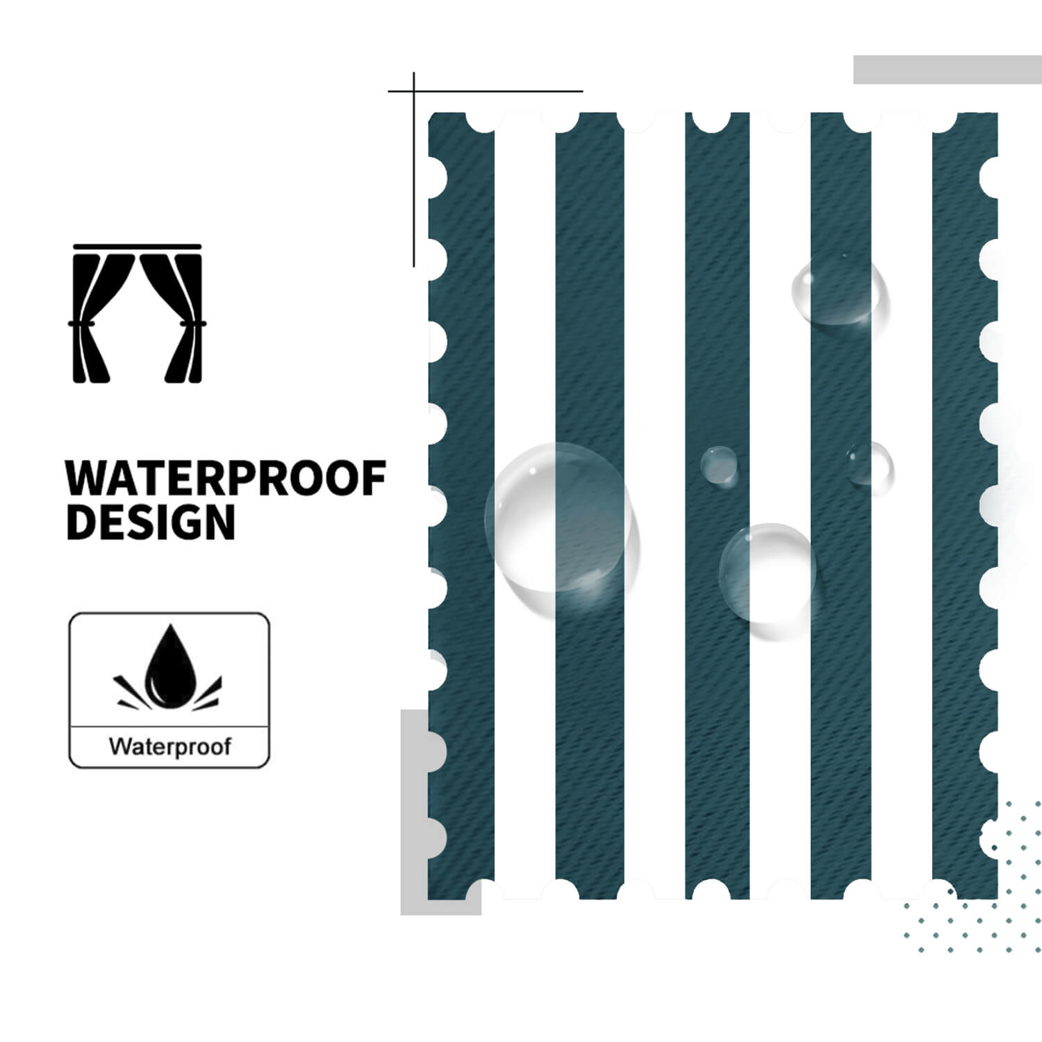 Striped Outdoor Curtains Waterproof 1 Panel DarkSlateGray