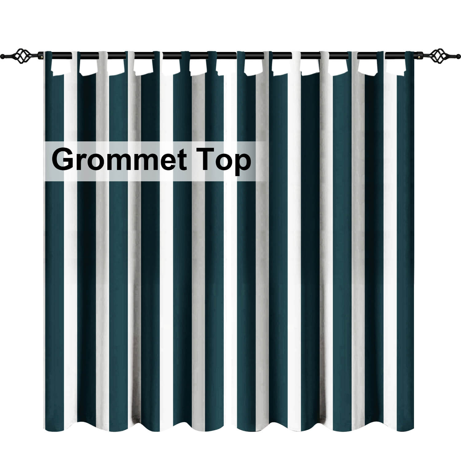 Striped Outdoor Curtains Waterproof 1 Panel DarkSlateGray