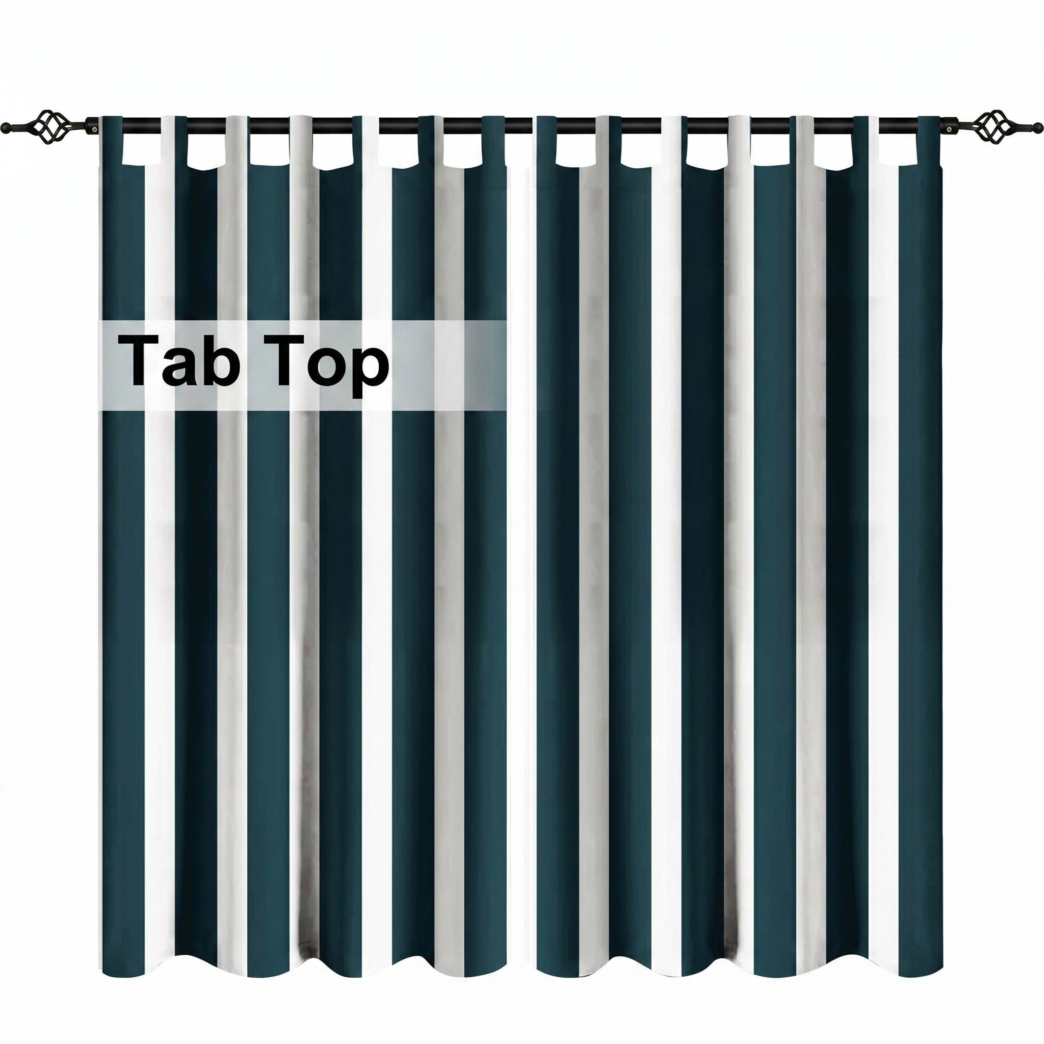 Striped Outdoor Curtains Waterproof 1 Panel Dark Green