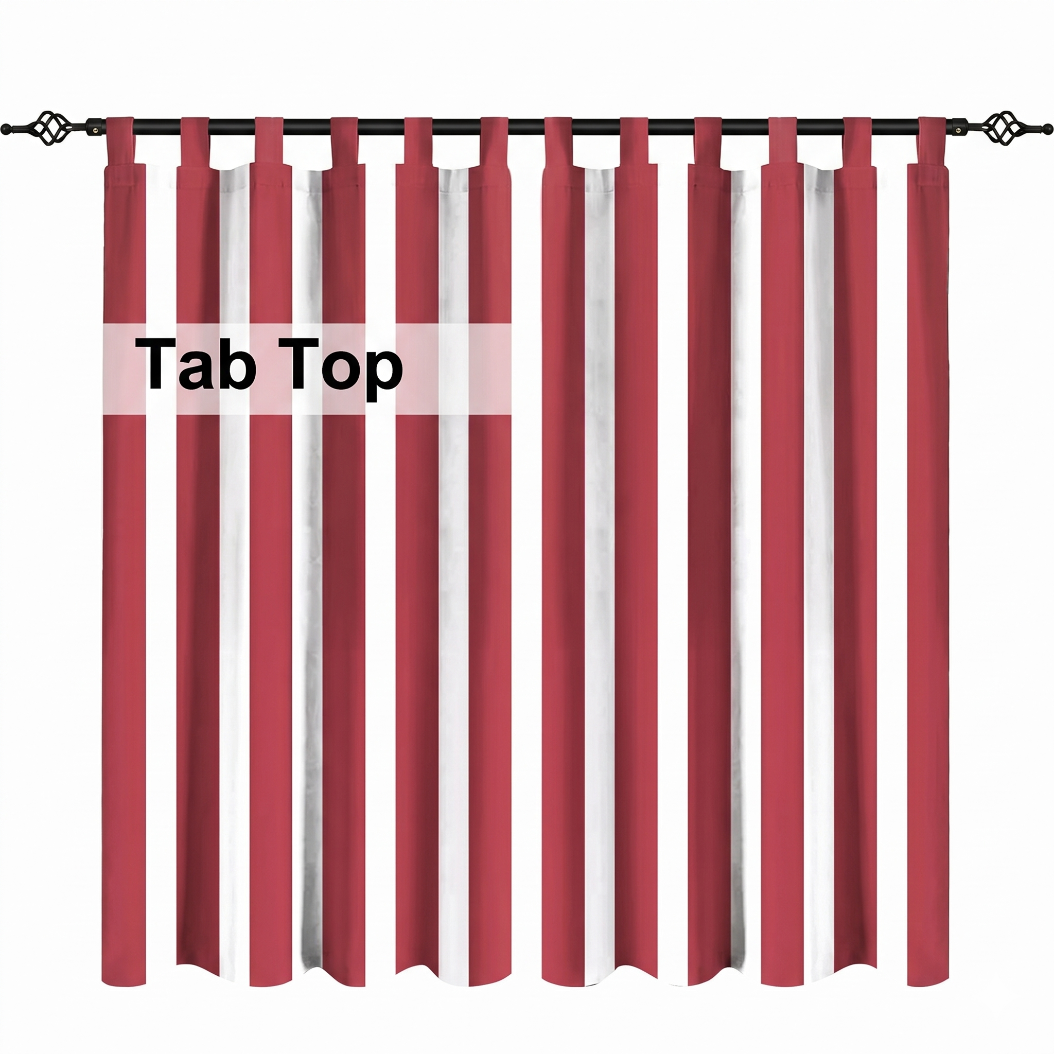 Striped Outdoor Curtains Waterproof 1 Panel Red