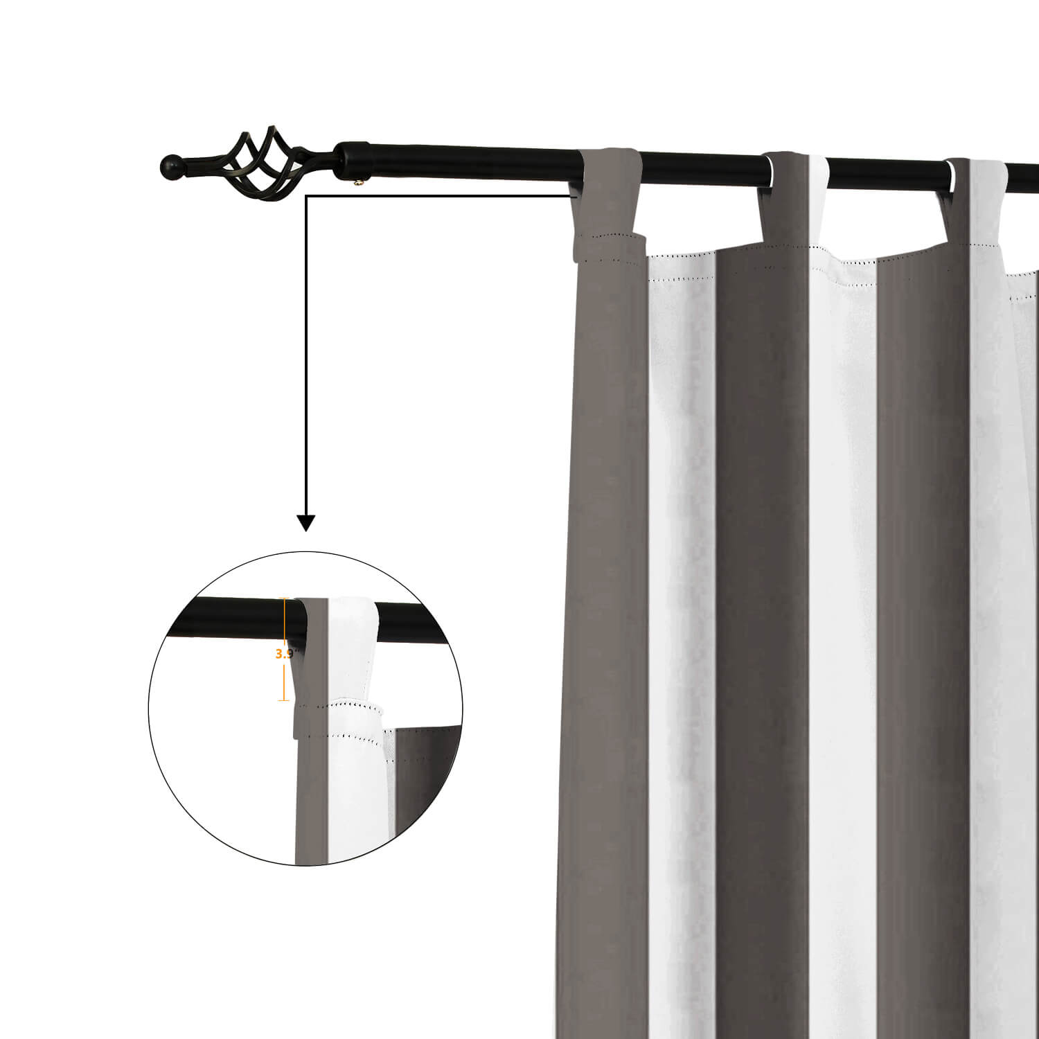 Striped Outdoor Curtains  Waterproof 1 Panel Seashell