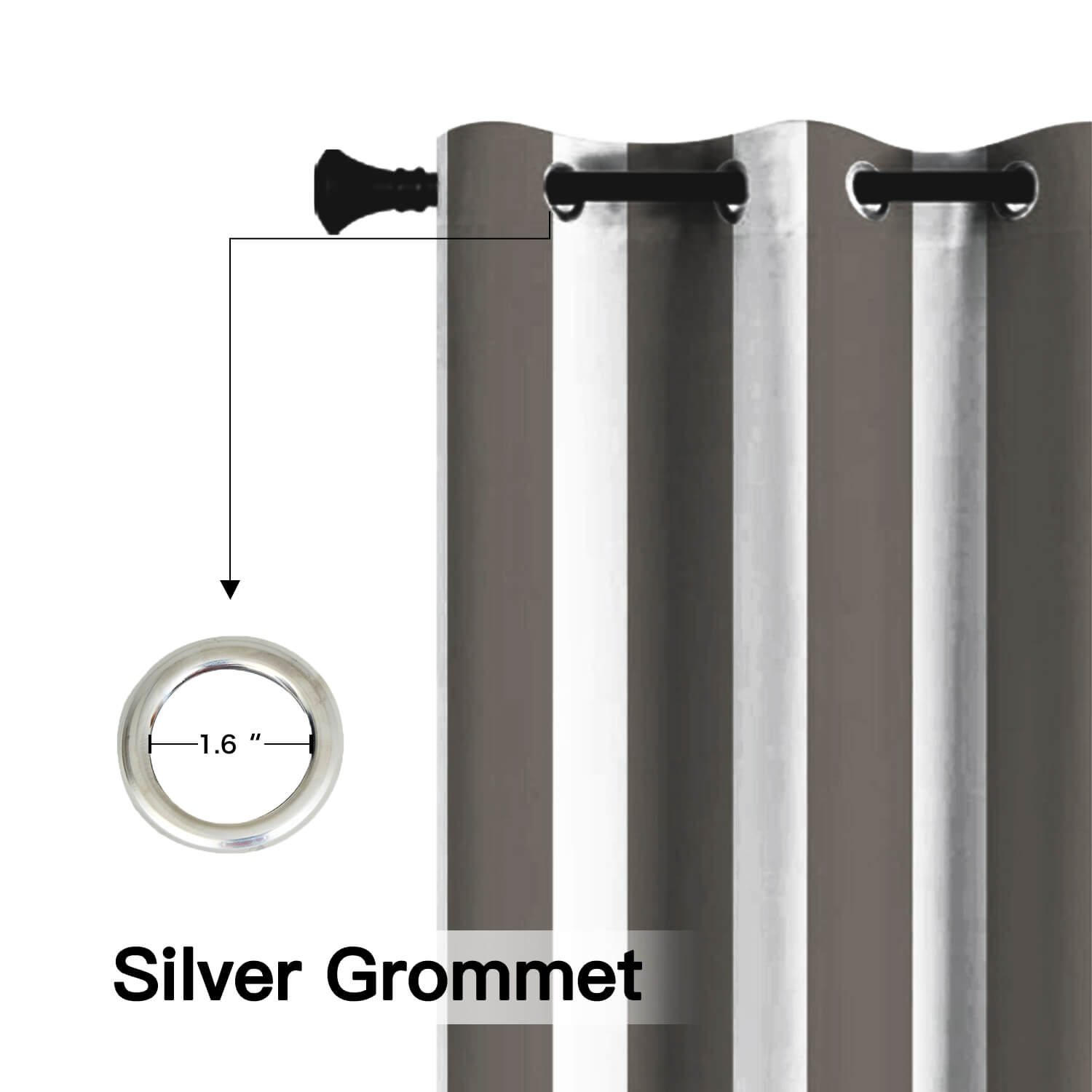 Striped Outdoor Curtains  Waterproof 1 Panel Seashell