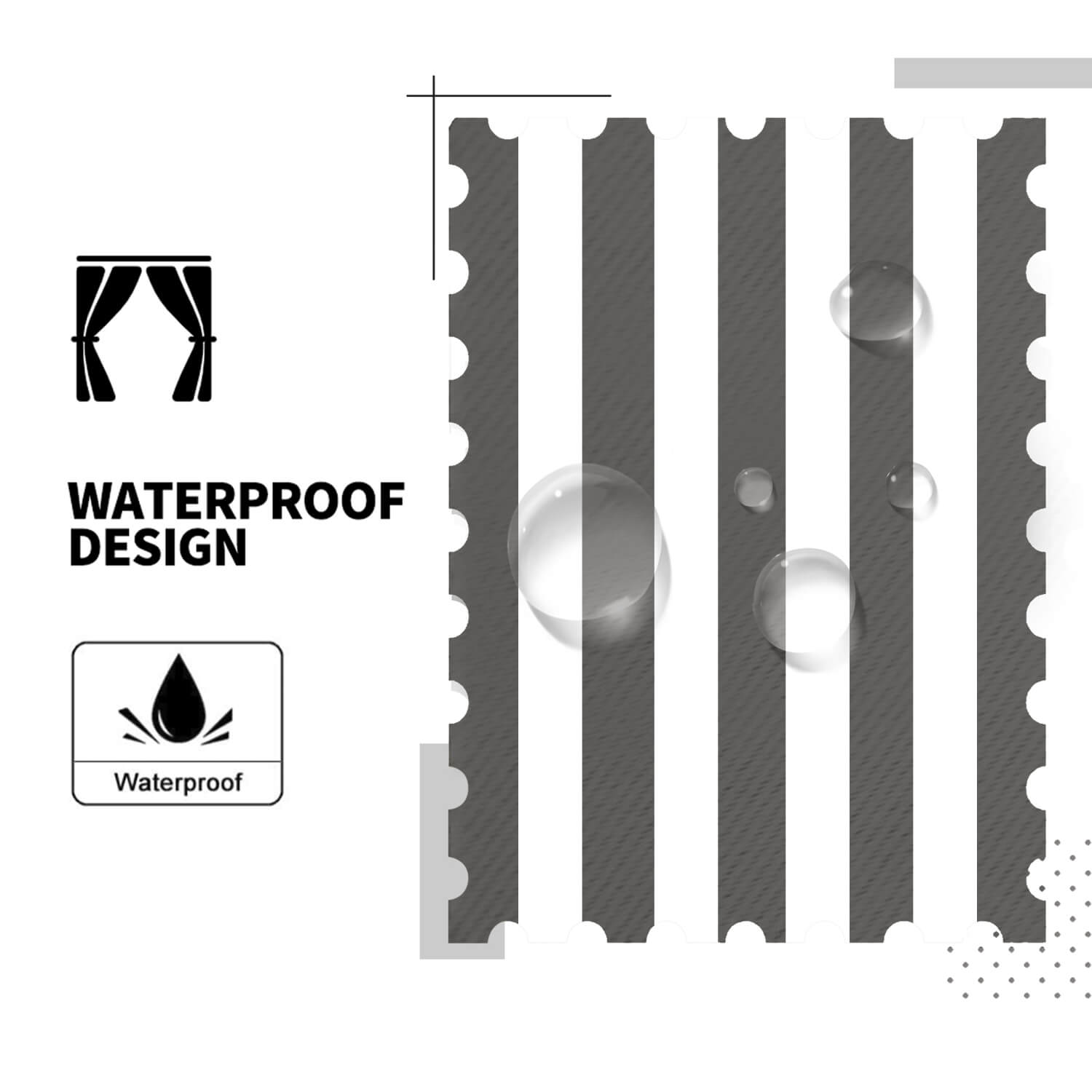 Striped Outdoor Curtains  Waterproof 1 Panel Seashell