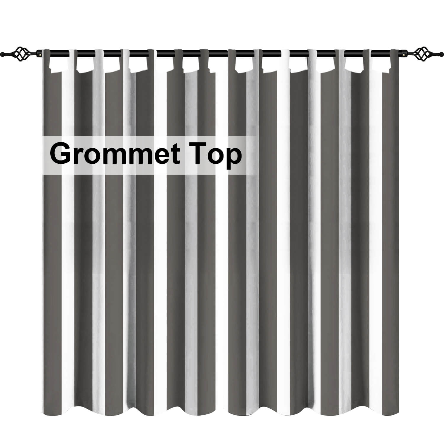 Striped Outdoor Curtains  Waterproof 1 Panel Seashell