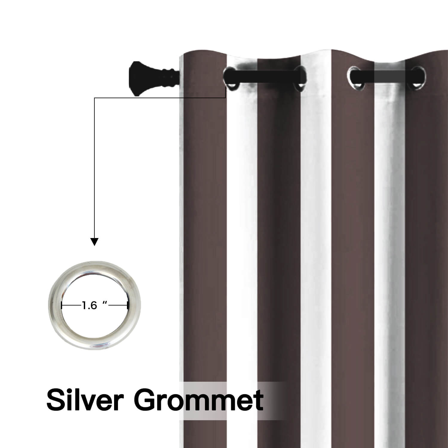 Striped Outdoor Curtains  Waterproof 1 Panel Bisque