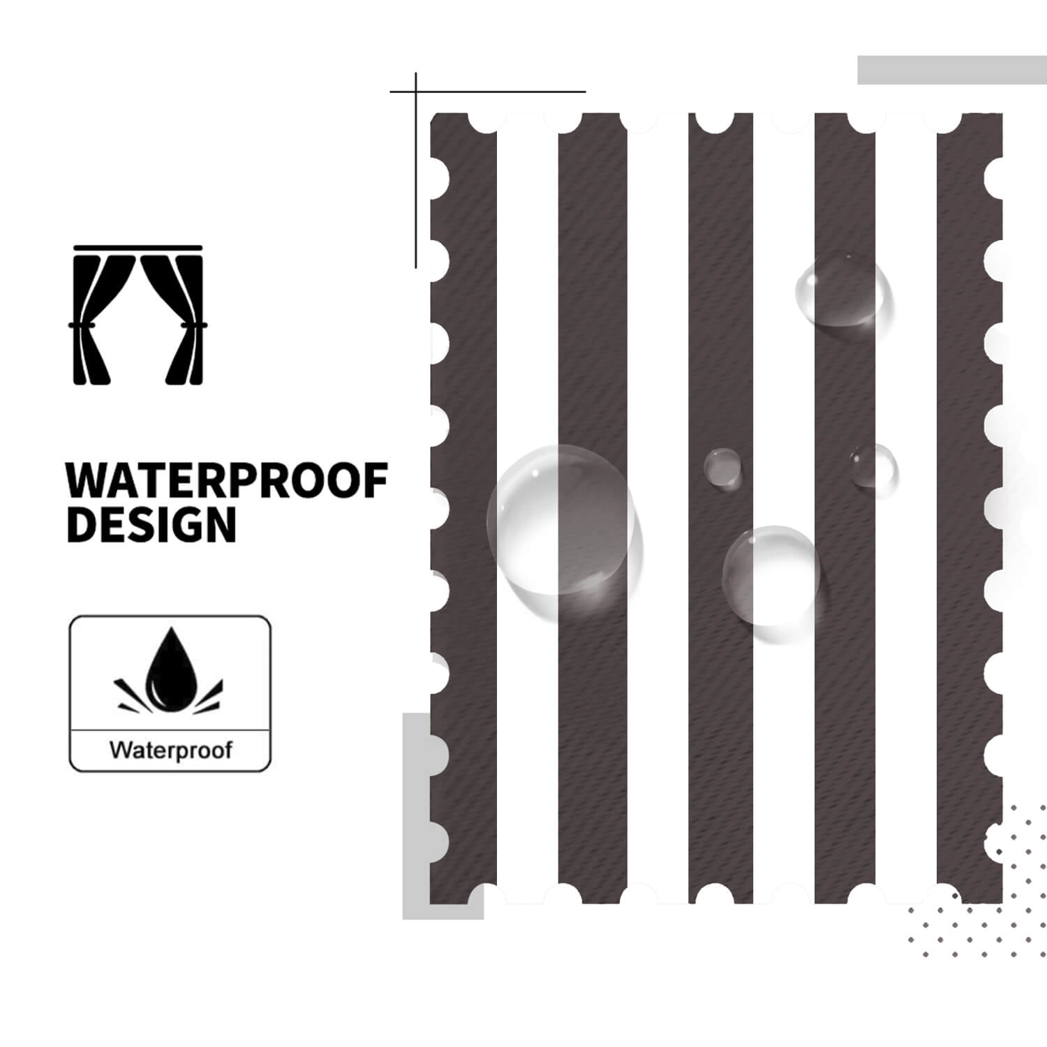 Striped Outdoor Curtains  Waterproof 1 Panel Bisque