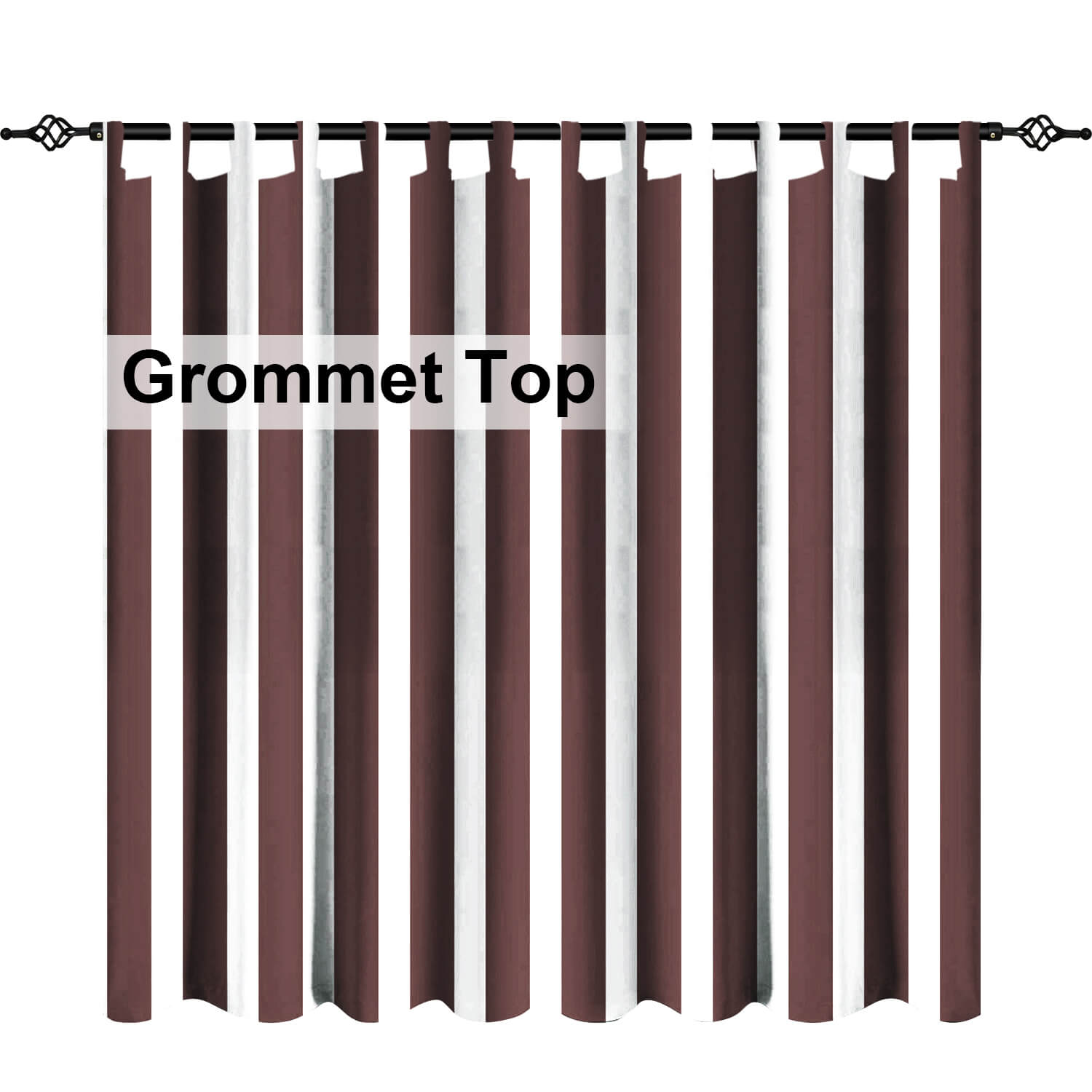 Striped Outdoor Curtains Waterproof 1 Panel Tomato