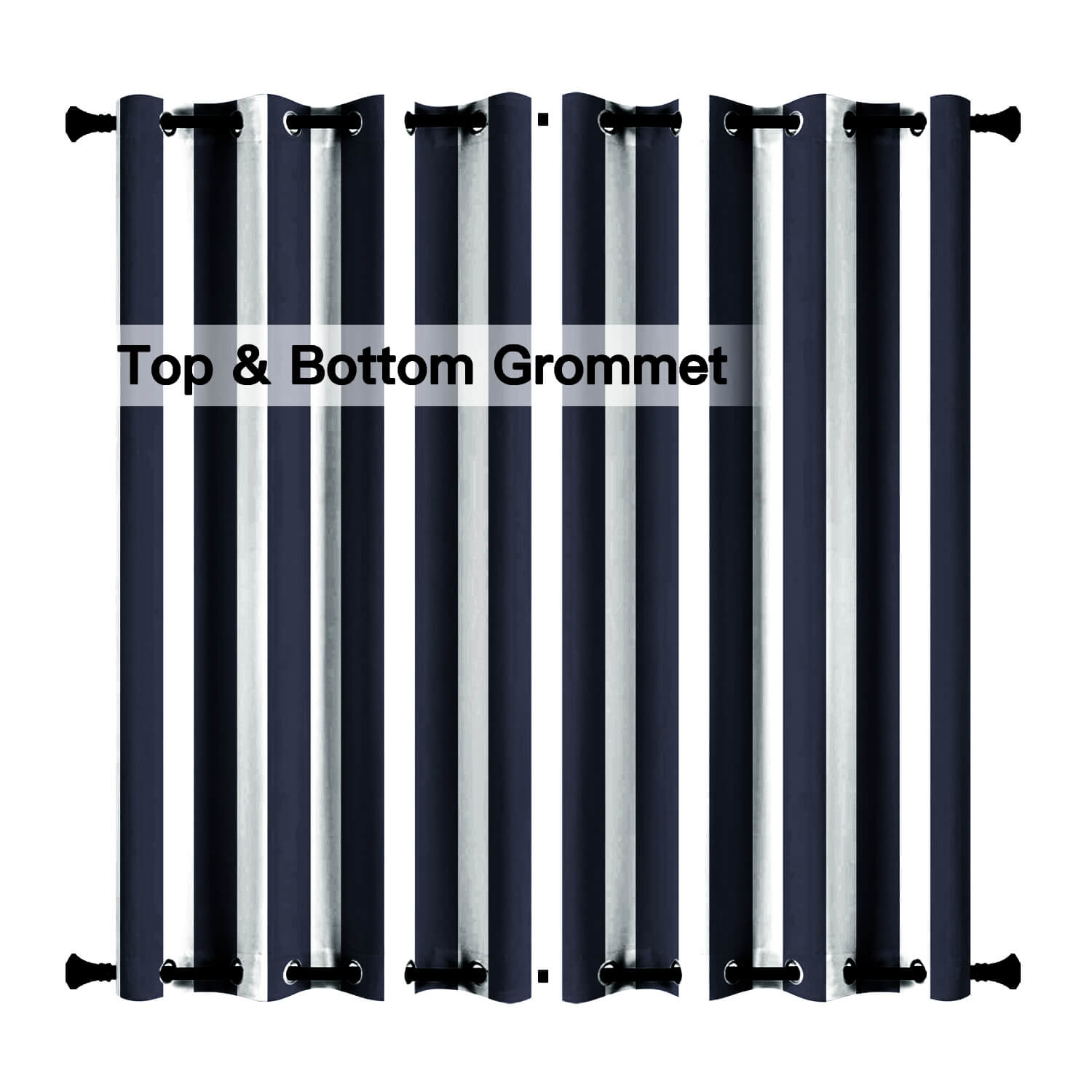 Striped Outdoor Curtains Waterproof 1 Panel RoyalBlue