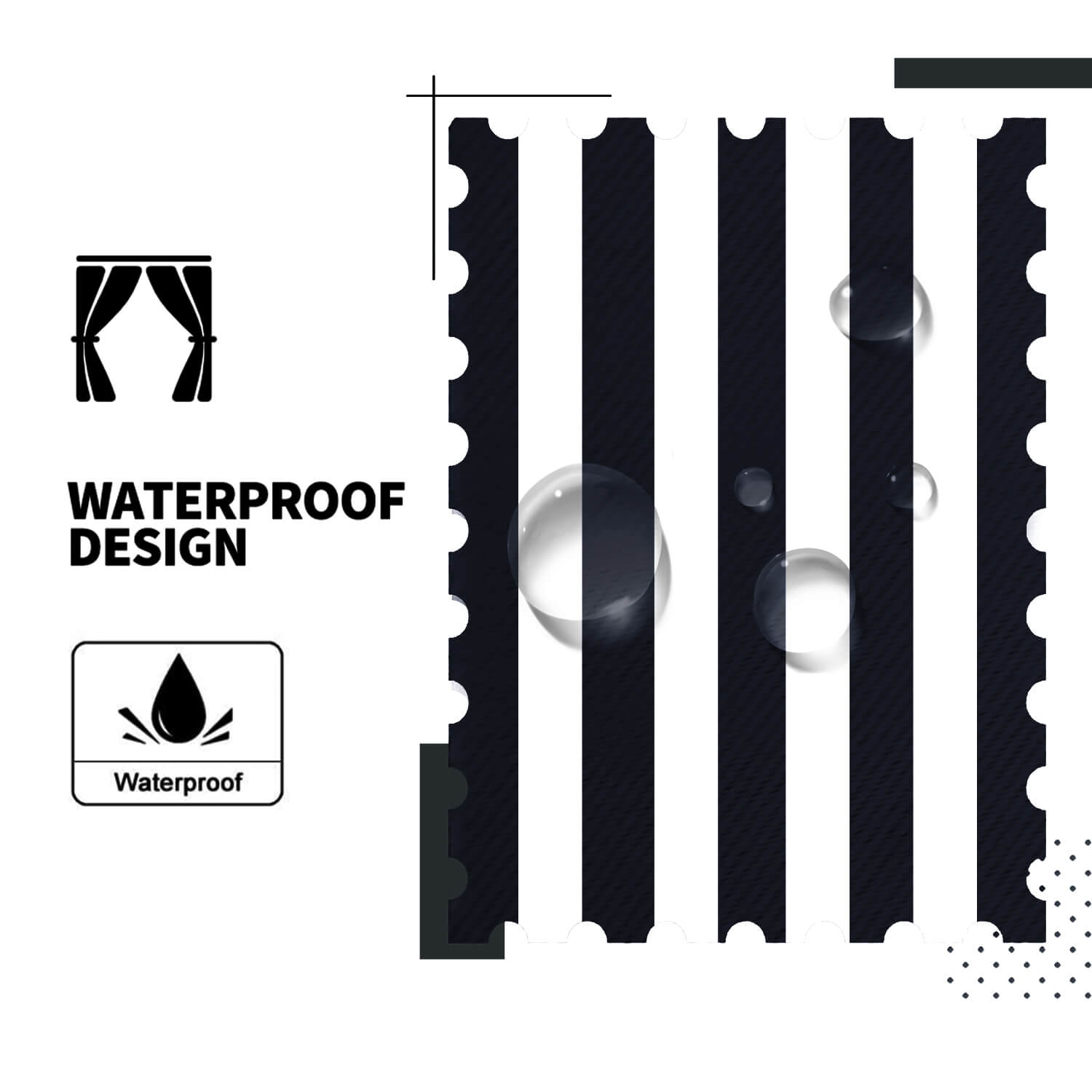 Striped Outdoor Curtains Waterproof 1 Panel RoyalBlue