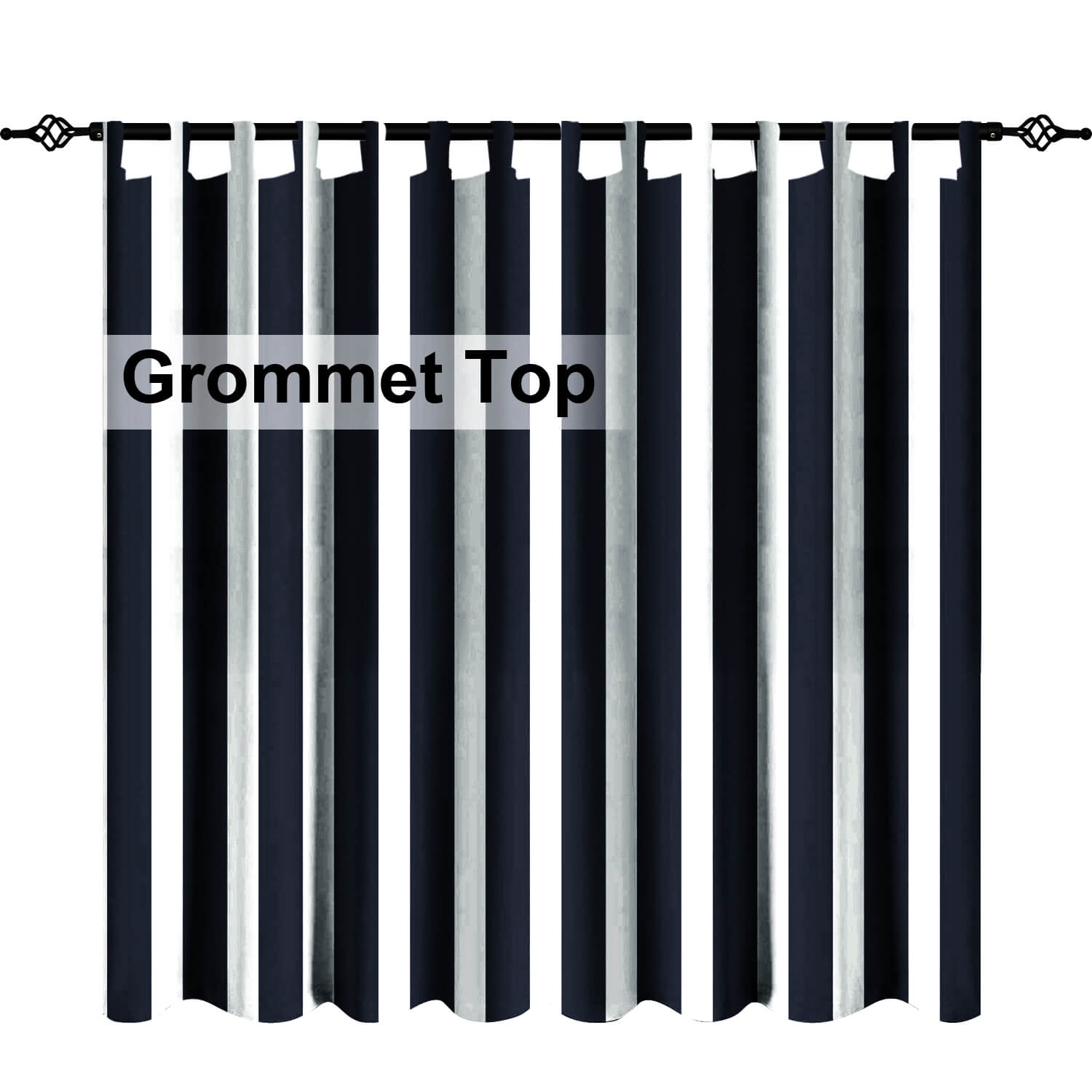 Striped Outdoor Curtains Waterproof 1 Panel RoyalBlue