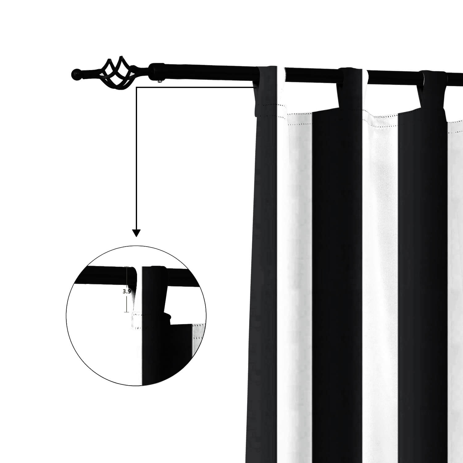 Striped Outdoor Curtains Waterproof 1 Panel Crow Black