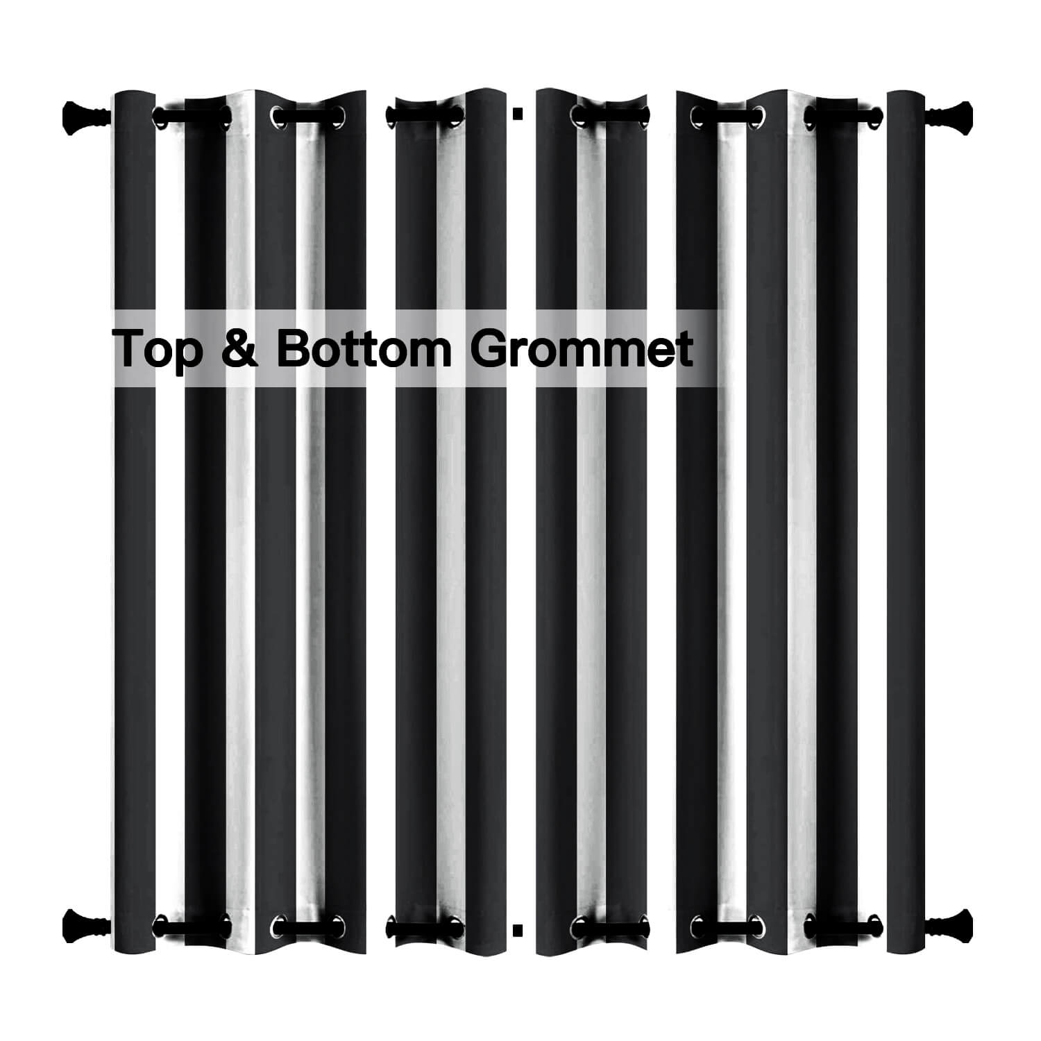 Striped Outdoor Curtains Waterproof 1 Panel Crow Black