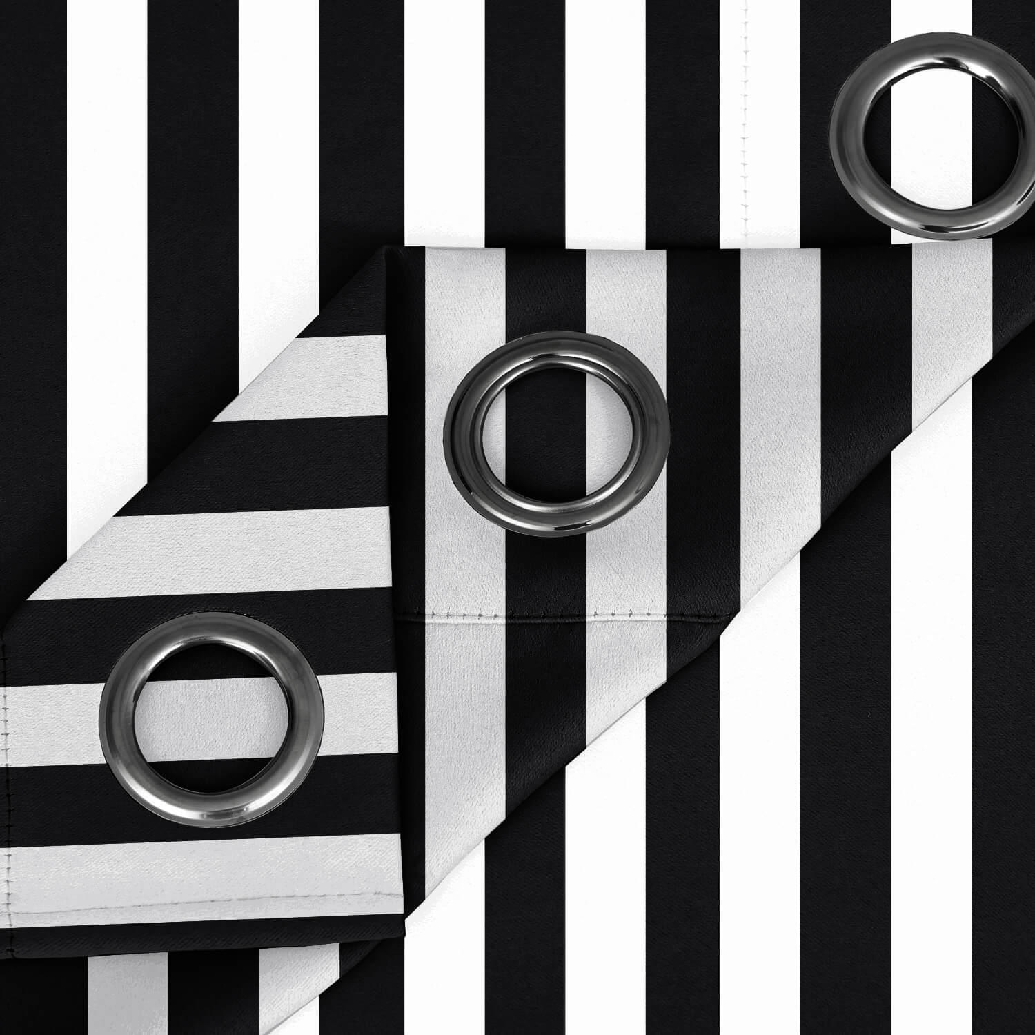 Striped Outdoor Curtains Waterproof 1 Panel Crow Black