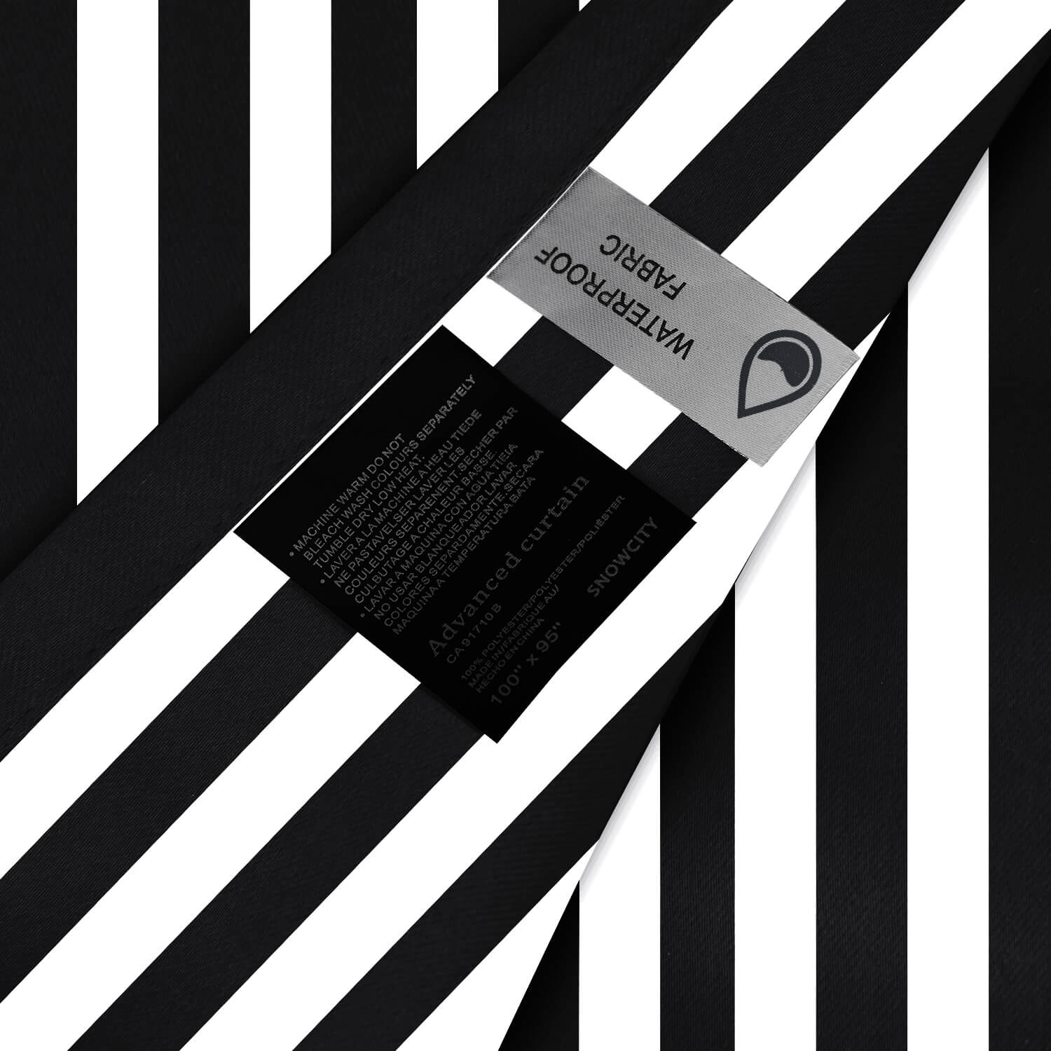 Striped Outdoor Curtains Waterproof 1 Panel Crow Black