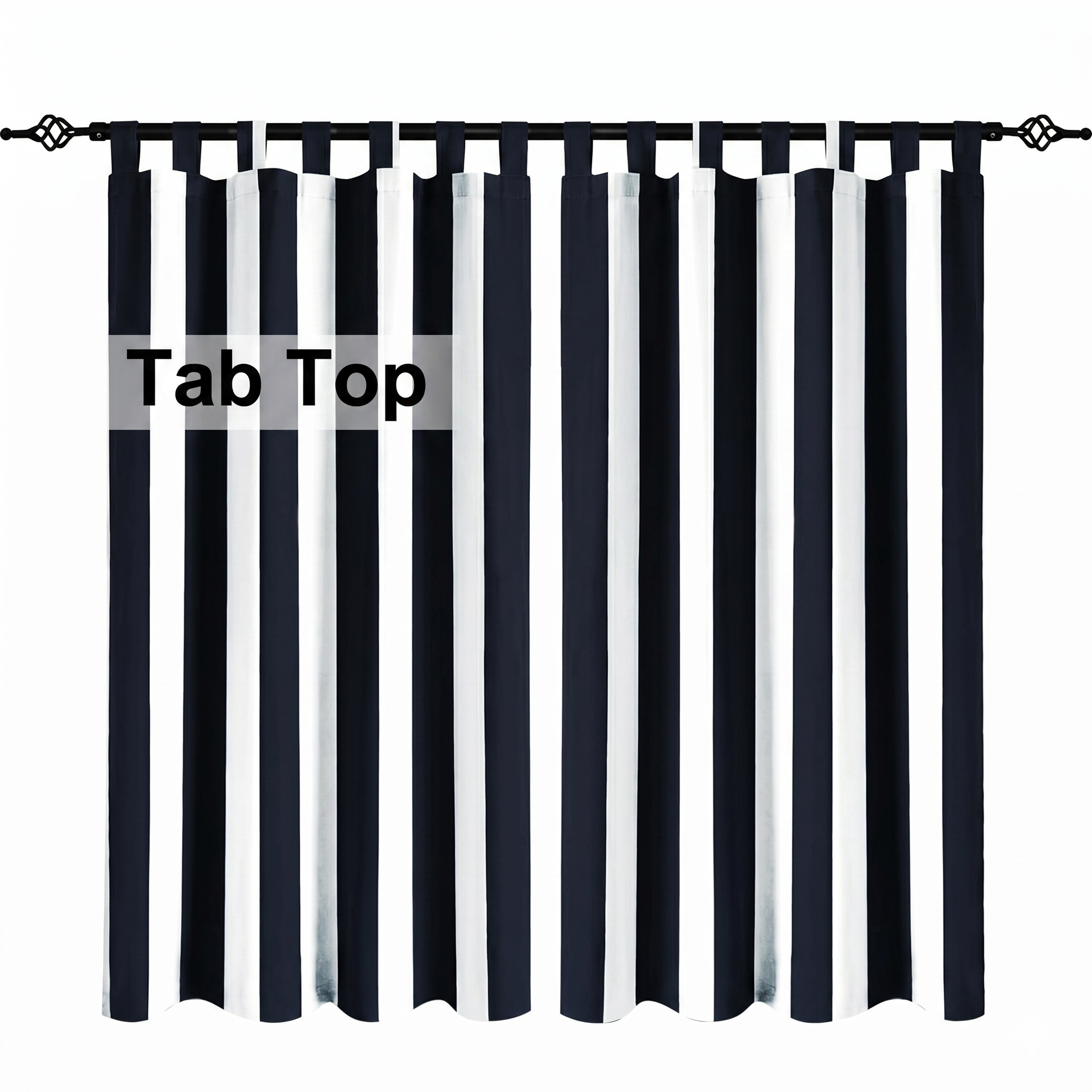 Black Stripe Curtains/Drapes 1 Panel | Waterproof Curtains Grommet Top & Bottom | Custom Outdoor Curtains