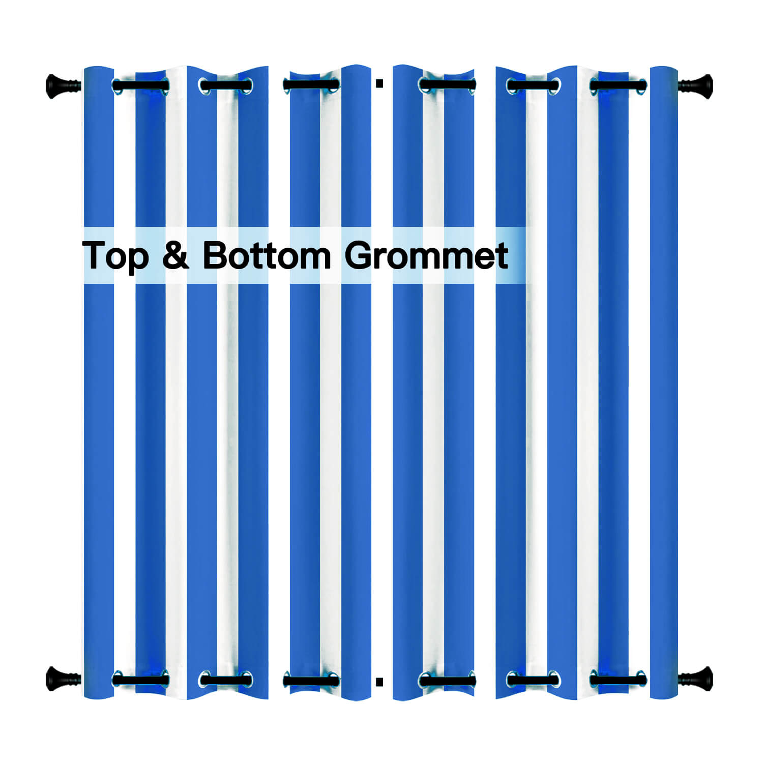 Striped Outdoor Curtains  Waterproof 1 Panel DodgerBlue
