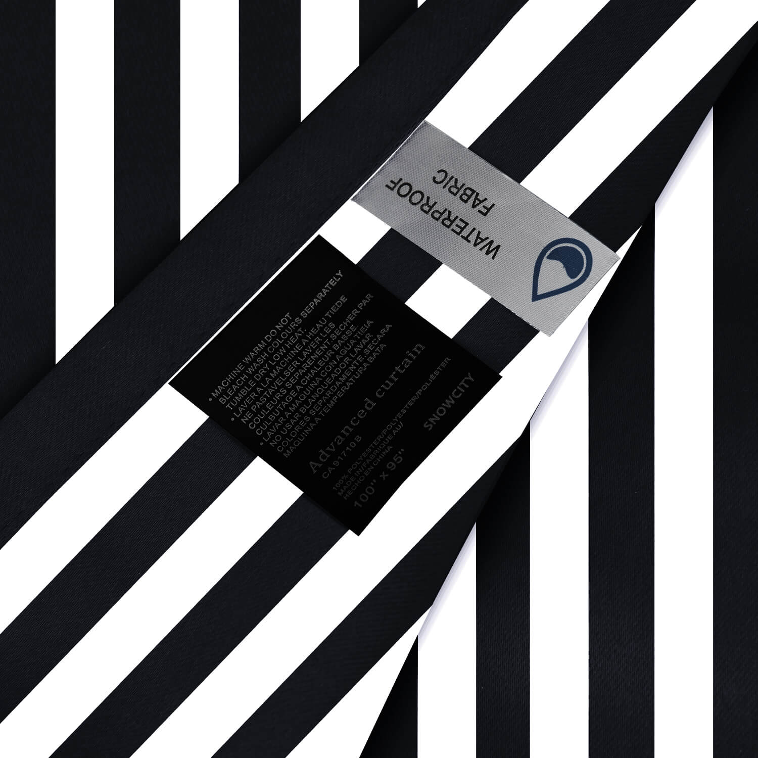 Striped Outdoor Curtains  Waterproof 1 Panel Black