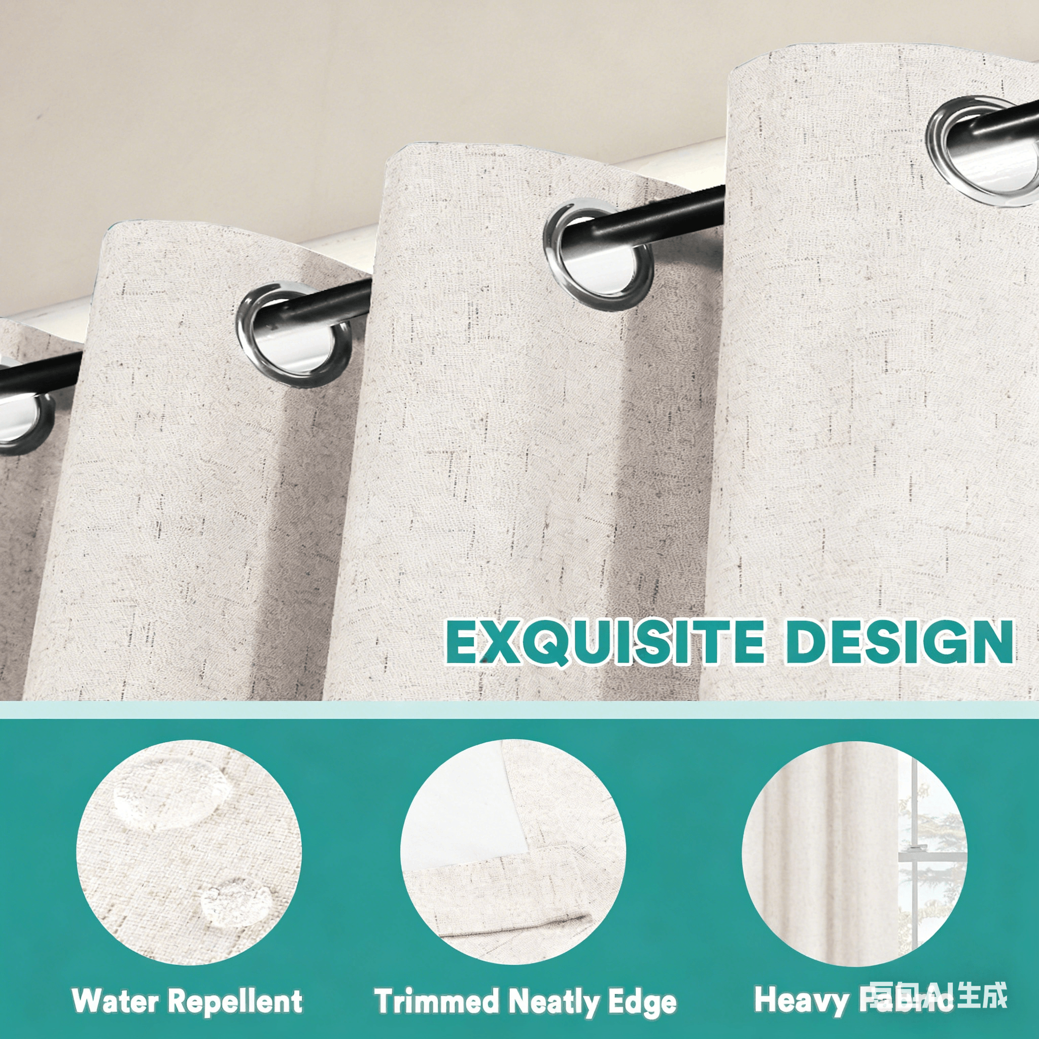 SNOWCITY Linen Blackout Outdoor Curtains Grommet Top