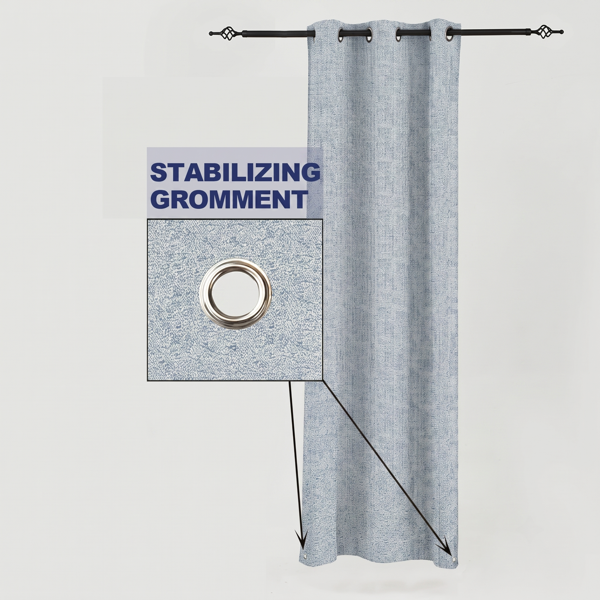 PENGI Outdoor Curtains Waterproof - Desert Crystal Blue