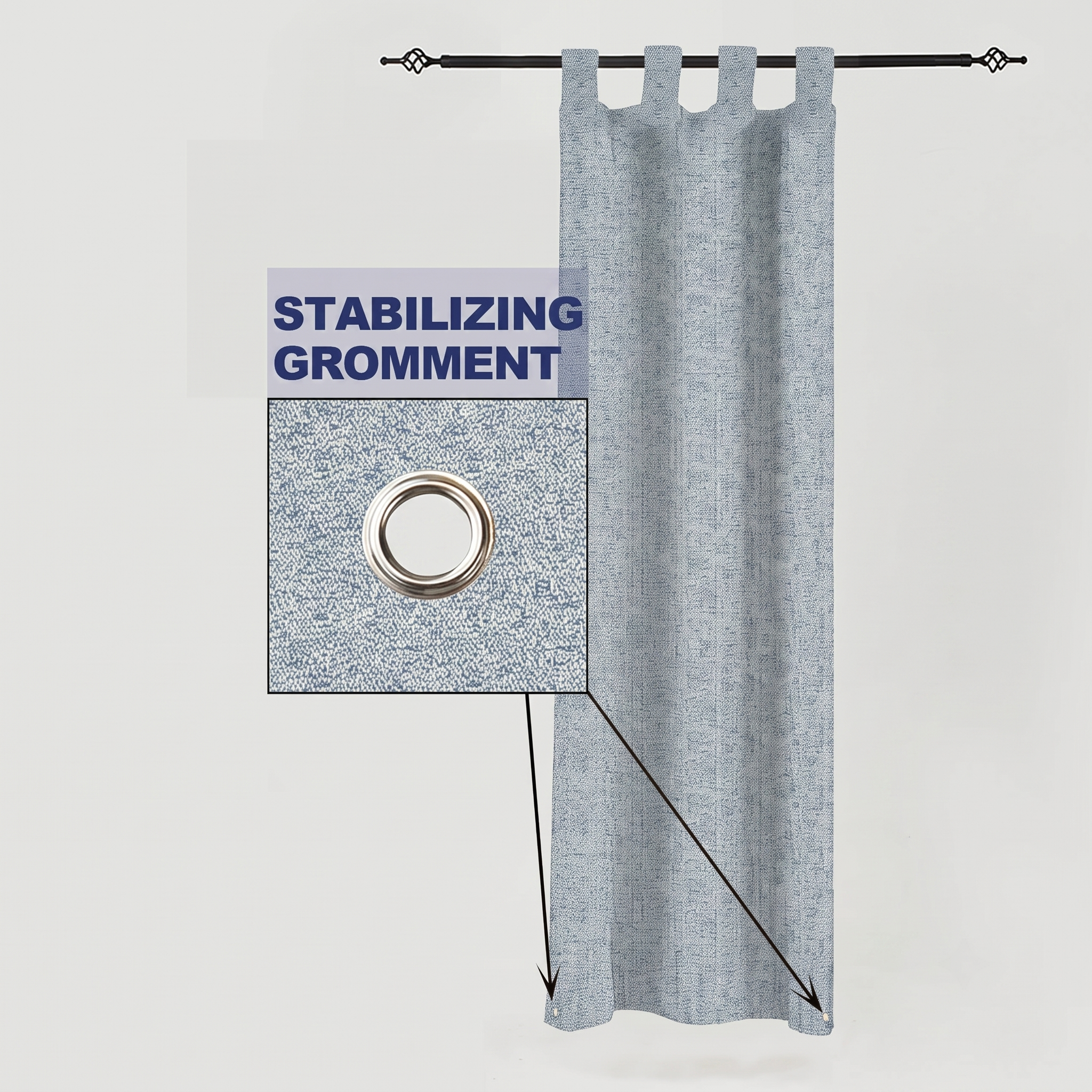 PENGI Outdoor Curtains Waterproof - Desert Crystal Blue