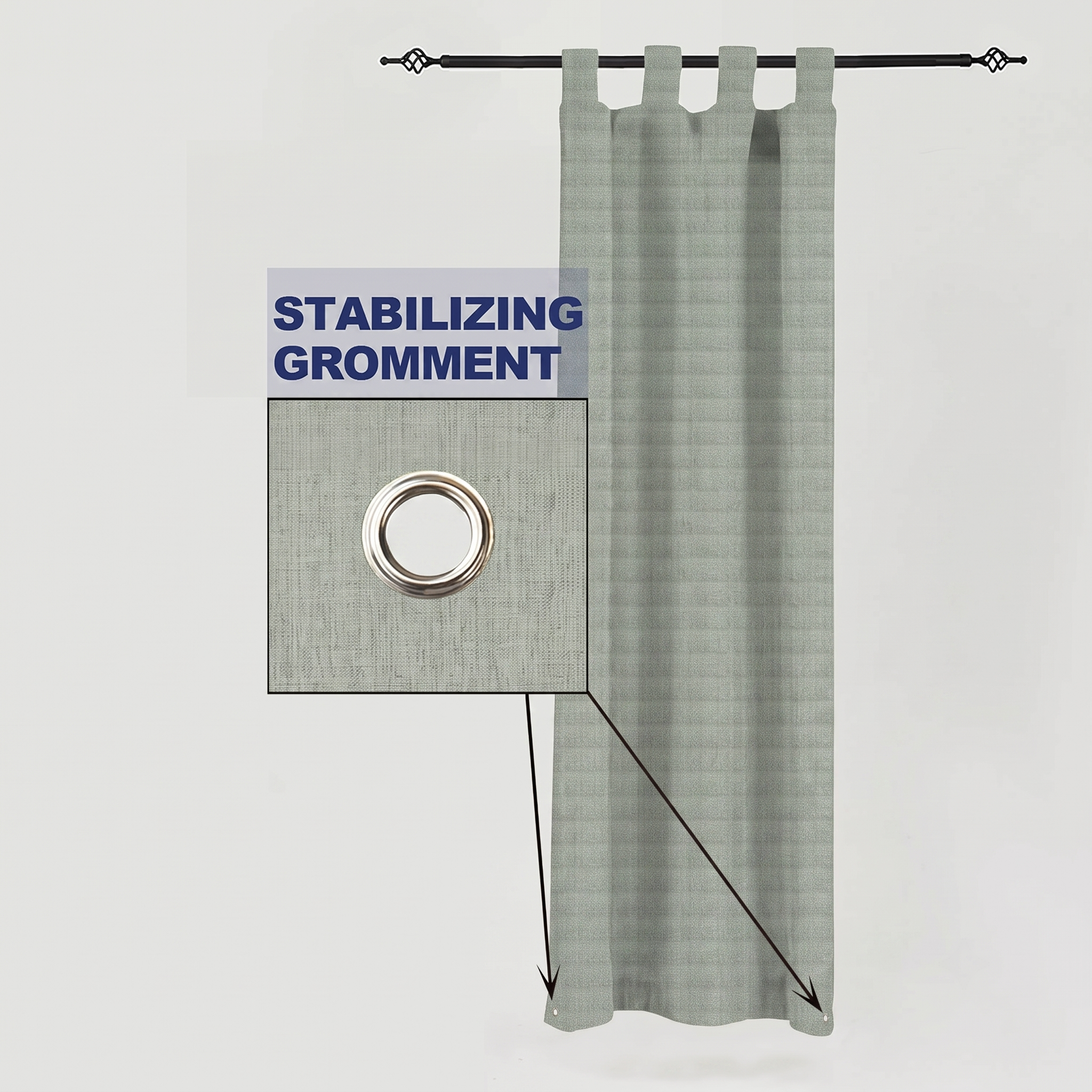 PENGI Outdoor Curtains Waterproof - Desert Granite Green