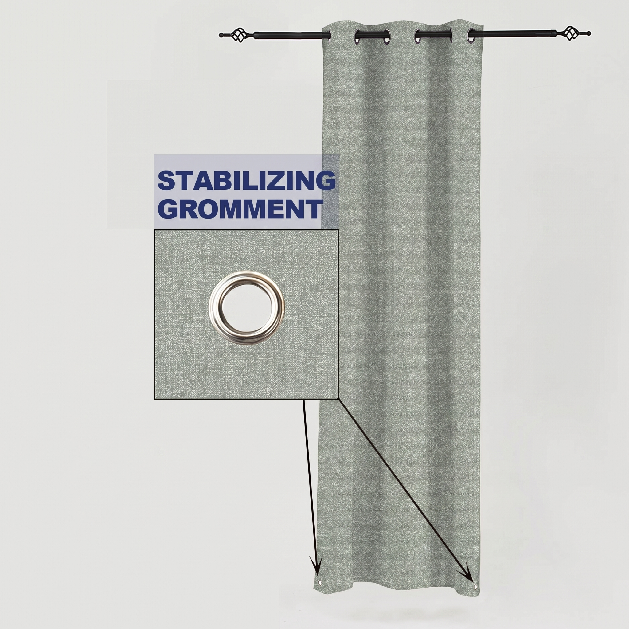 PENGI Outdoor Curtains Waterproof - Desert Granite Green