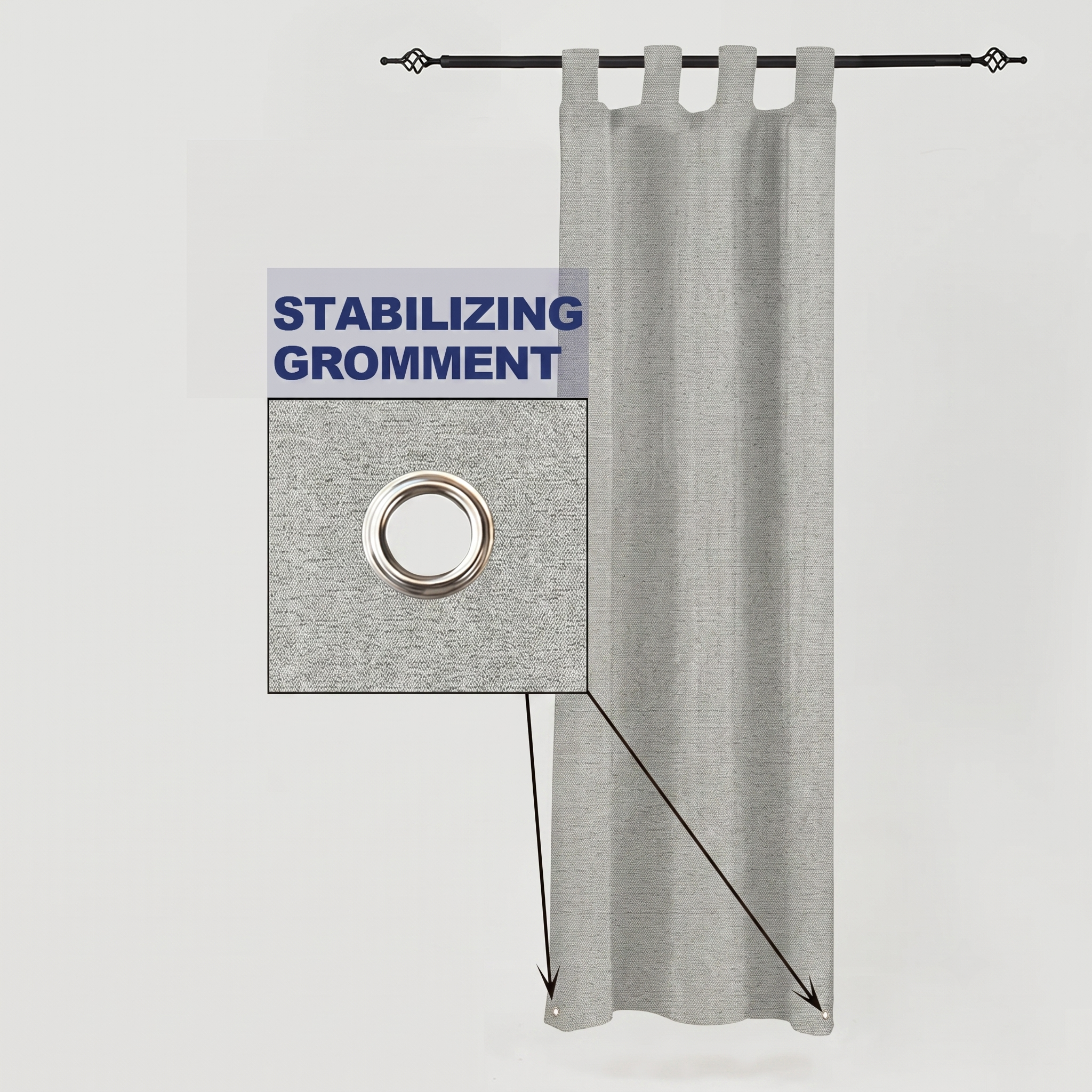 PENGI Outdoor Curtains Waterproof - Desert Star Light Gray