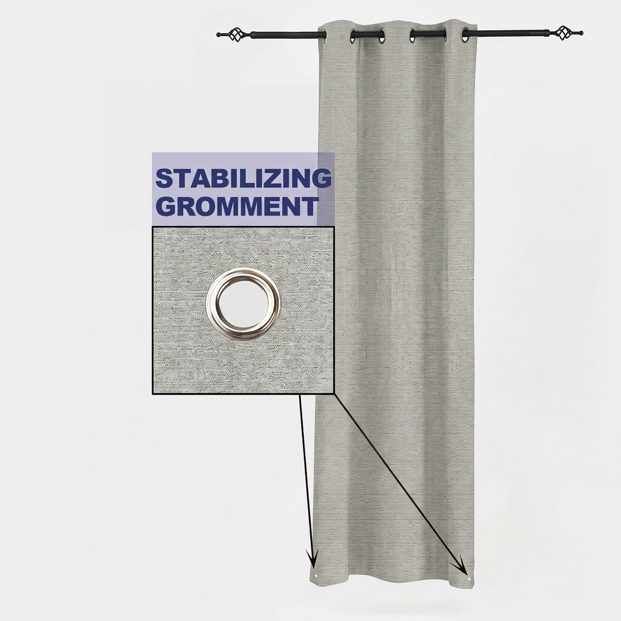 PENGI Outdoor Curtains Waterproof - Desert Star Light Gray
